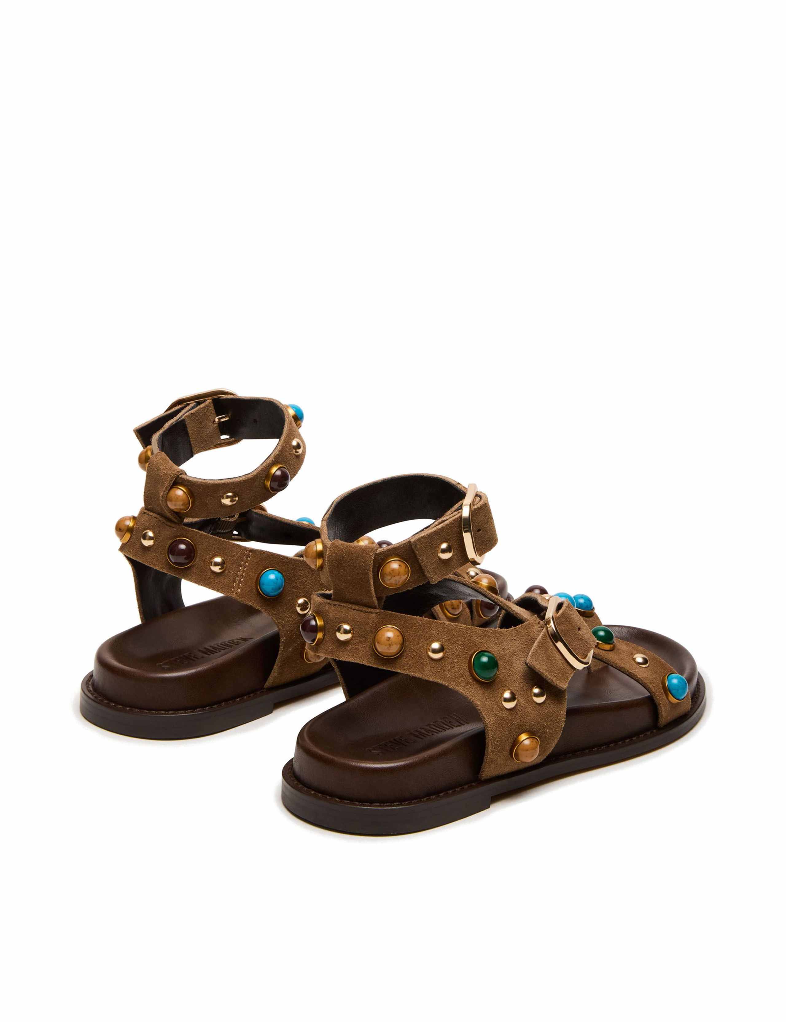 Leather Studded Ankle Strap Flat Sandals 5 of 5