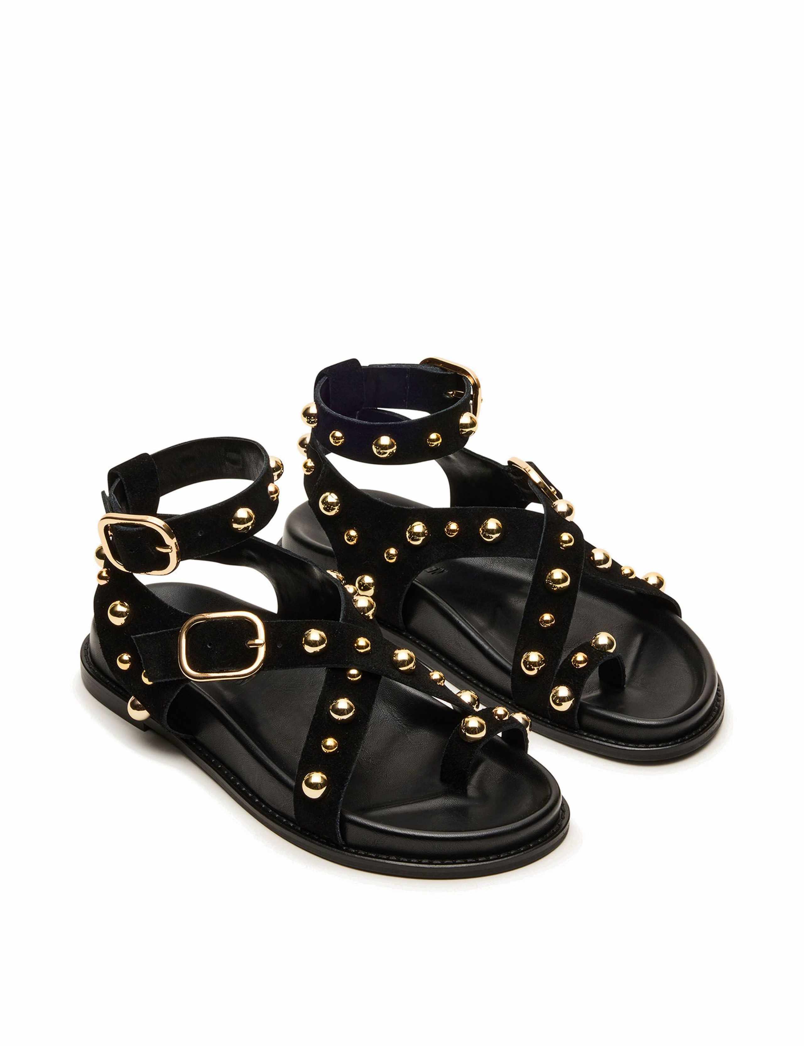 Suede Ankle Strap Flat Gladiator Sandals 4 of 5