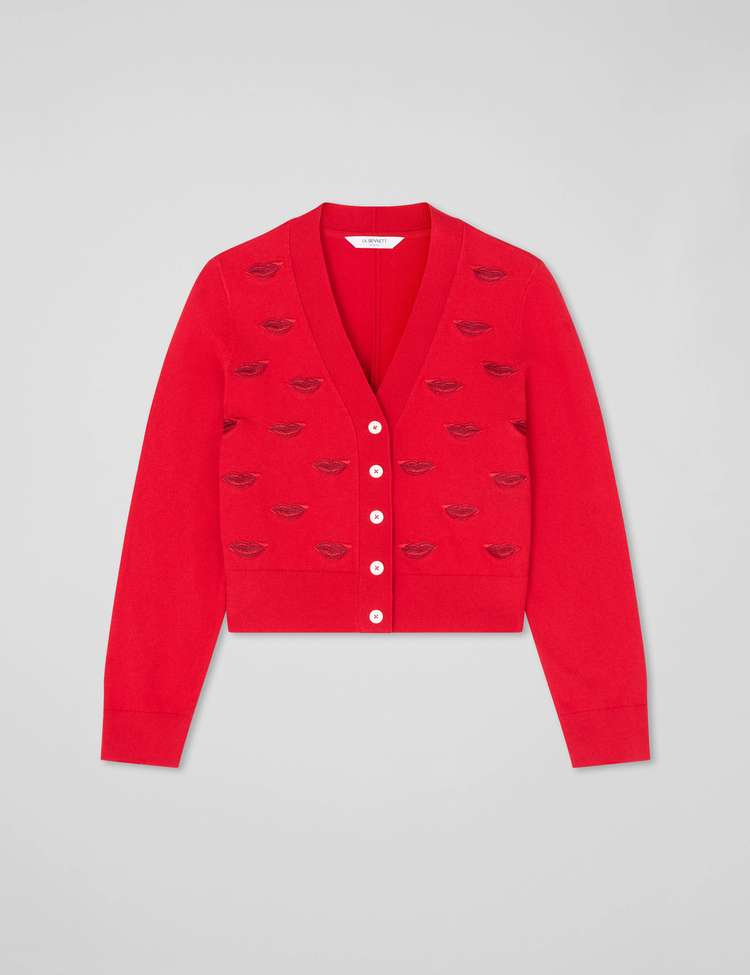 Merino Wool Blend Embroidered Lips Cardigan 2 of 4