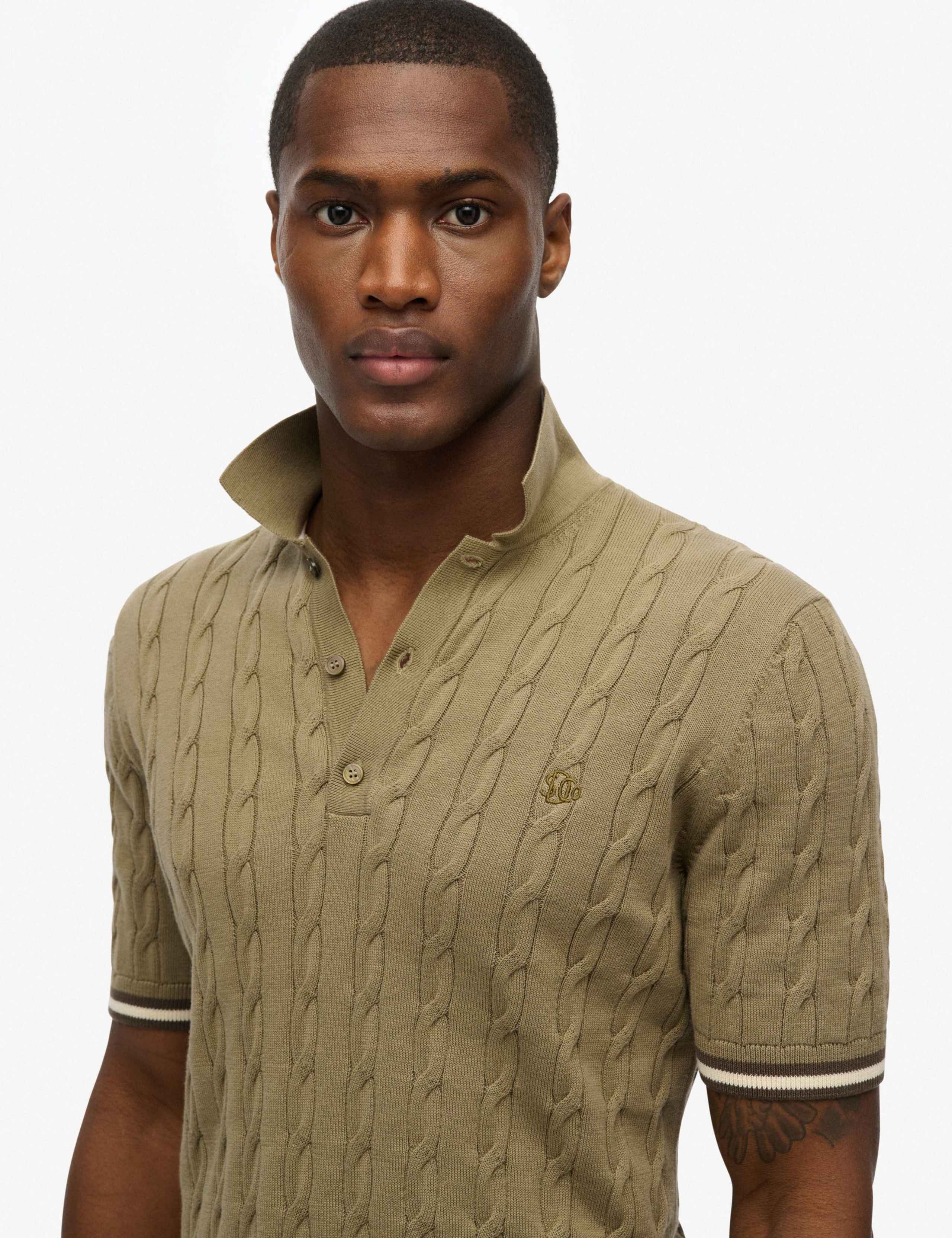 Pure Cotton Textured Knitted Polo Shirt 5 of 6