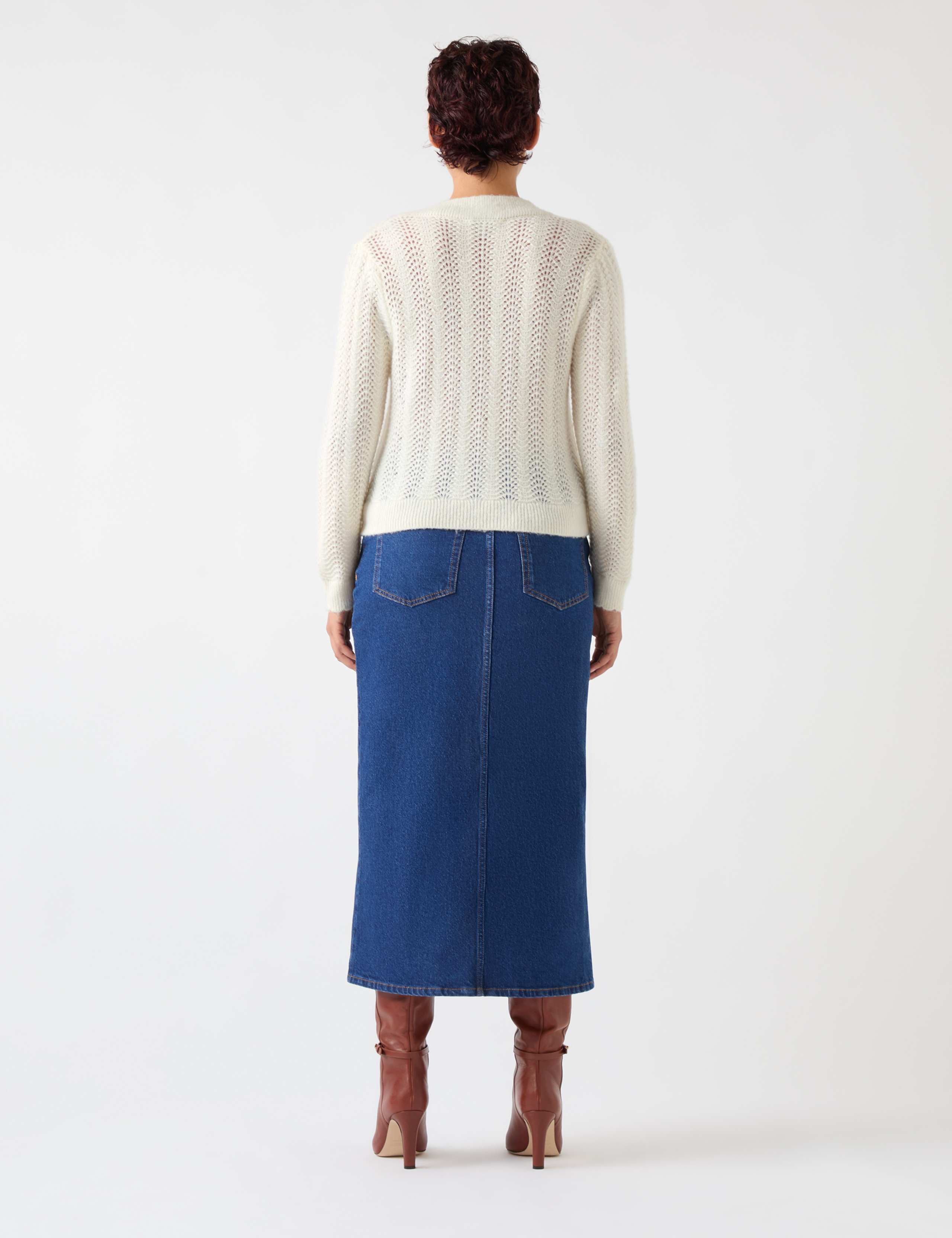 Wool Blend Cable Knit V-Neck Cardigan 4 of 4