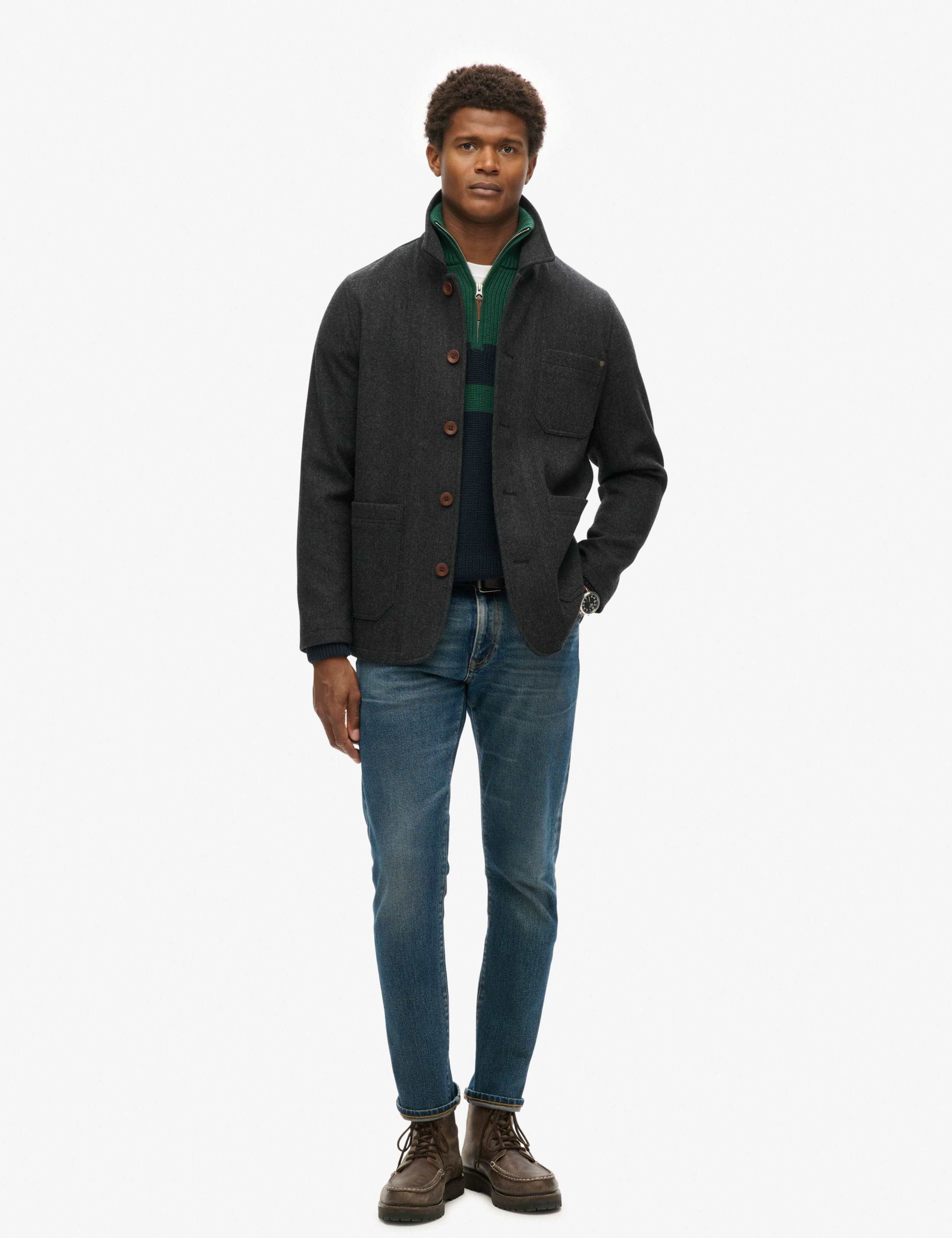 Relaxed Fit Wool Rich Textured Overshirt 3 of 8
