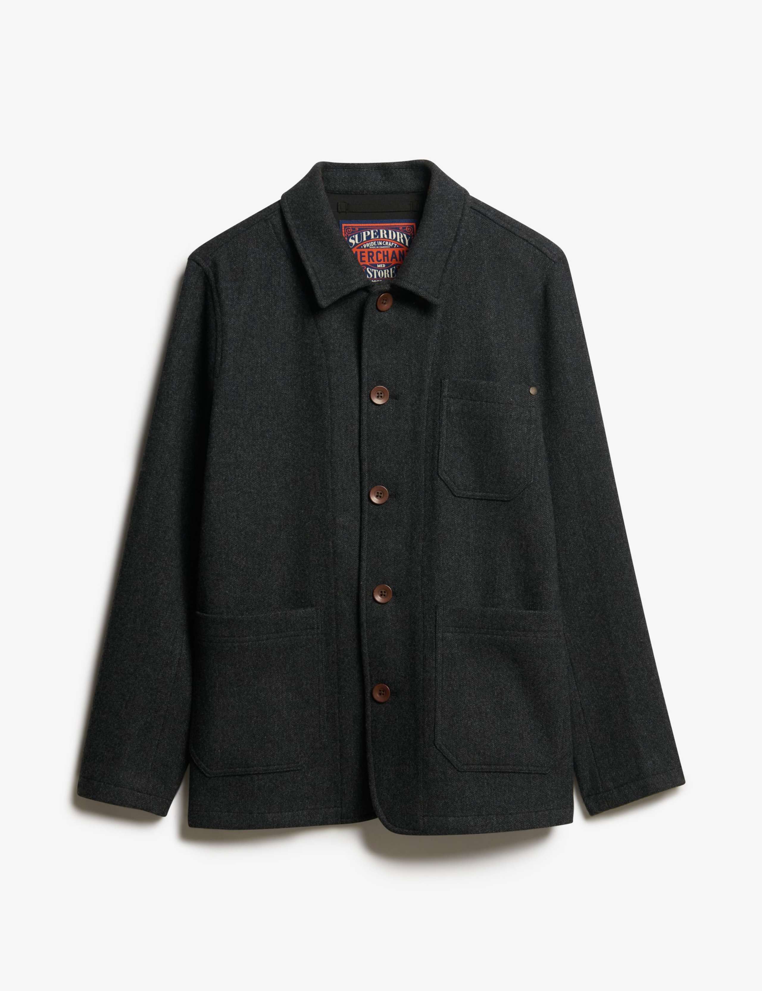 Relaxed Fit Wool Rich Textured Overshirt 2 of 8