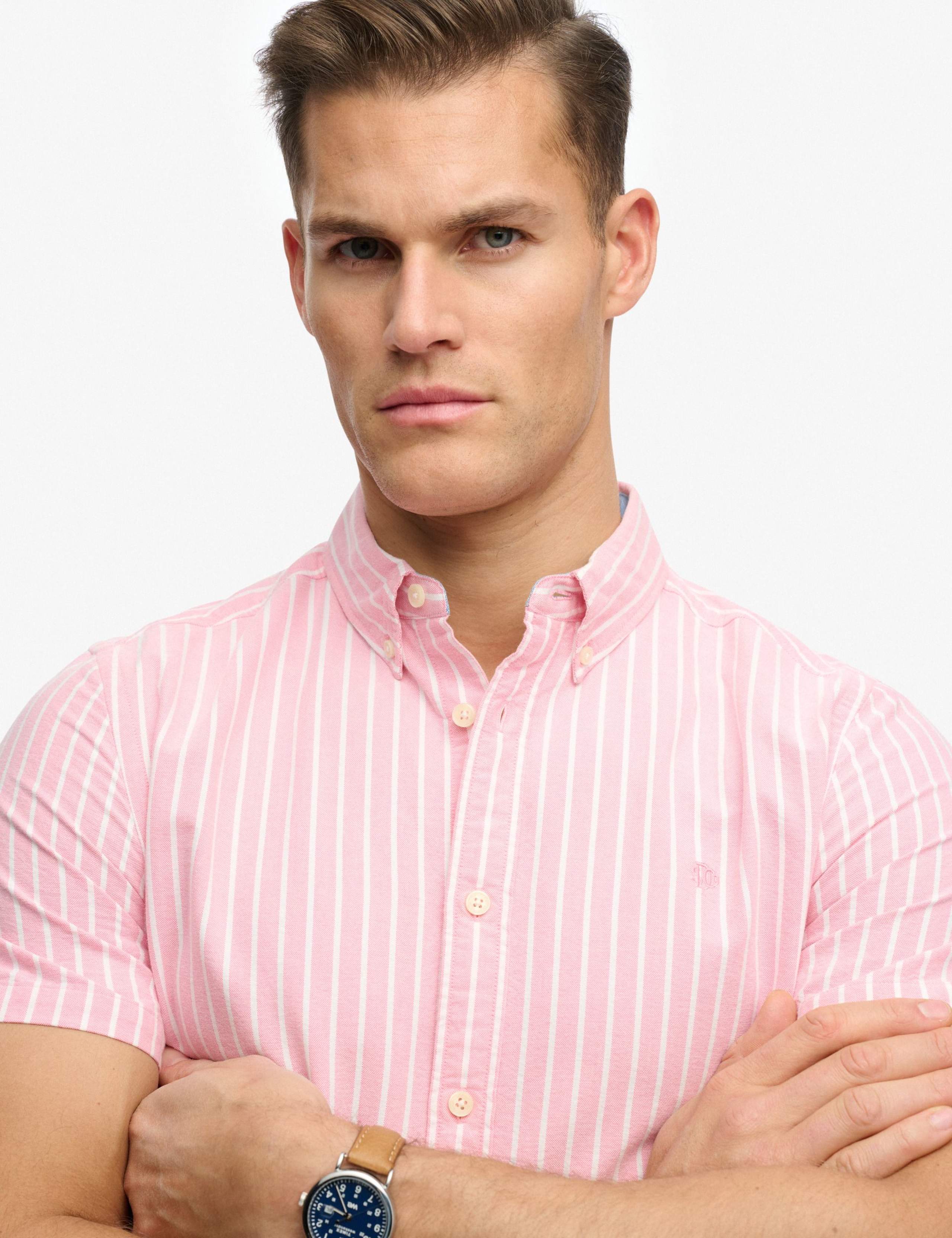 Relaxed Fit Striped Short Sleeve Oxford Shirt 4 of 6