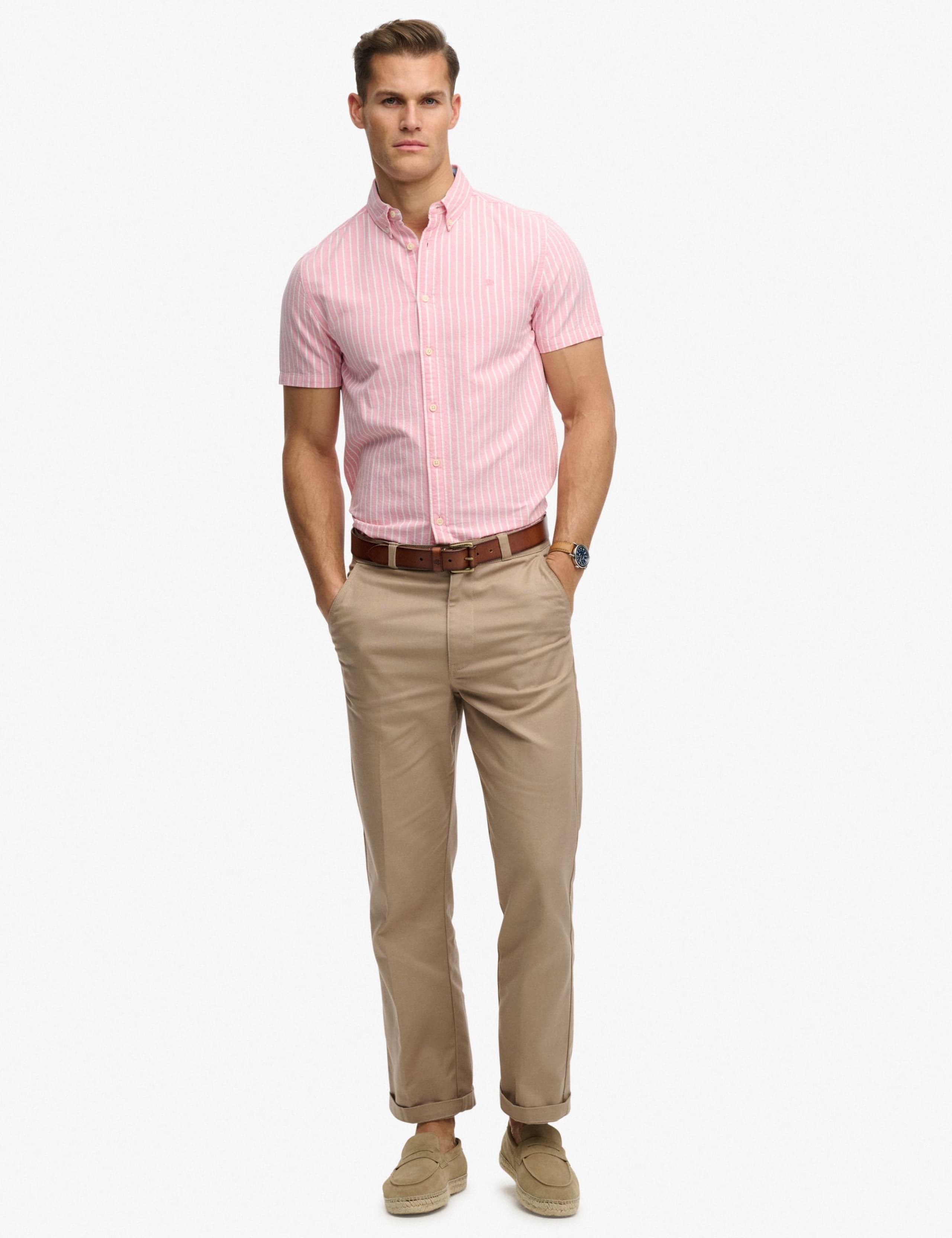 Relaxed Fit Striped Short Sleeve Oxford Shirt 5 of 6