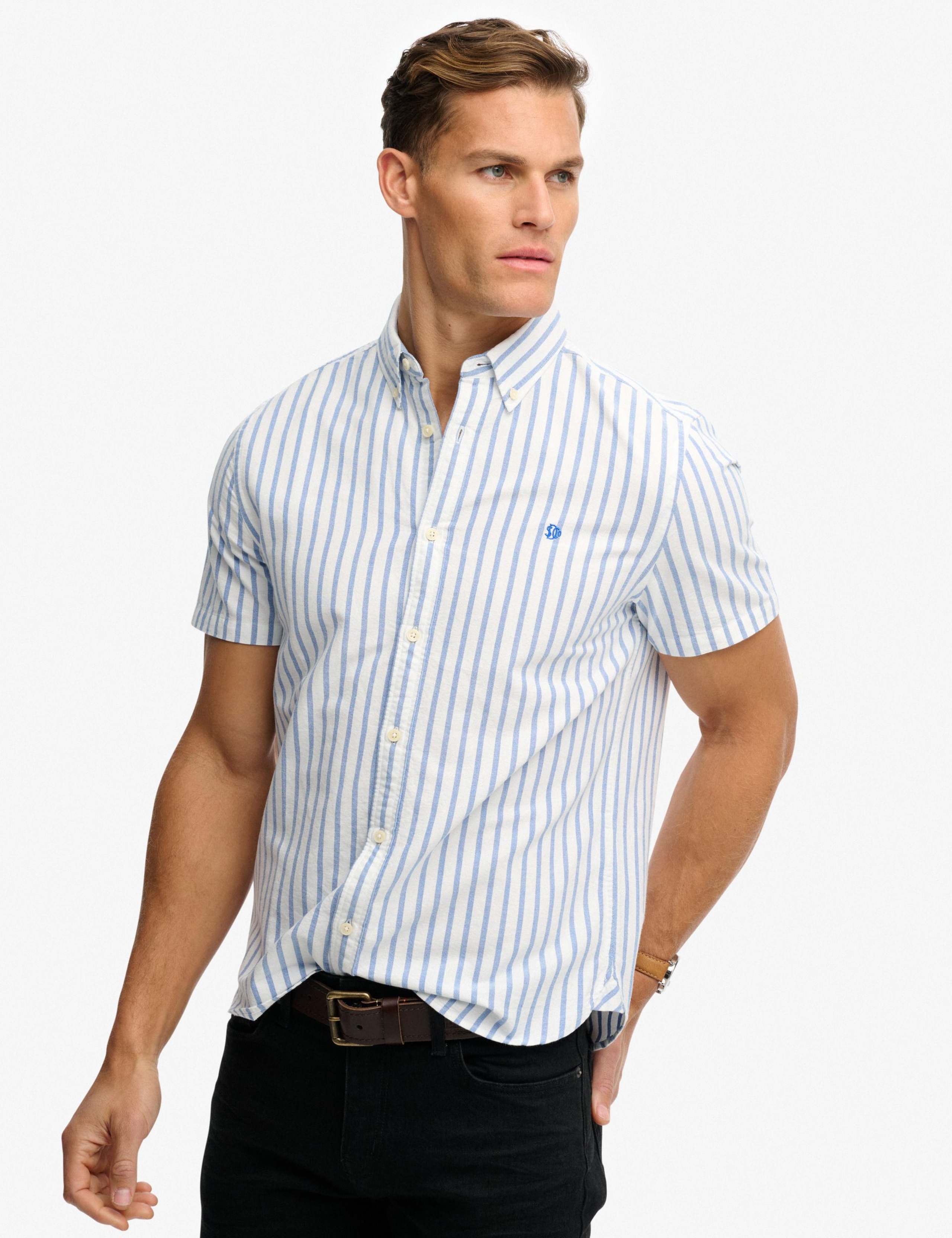 Relaxed Fit Striped Short Sleeve Oxford Shirt 2 of 6