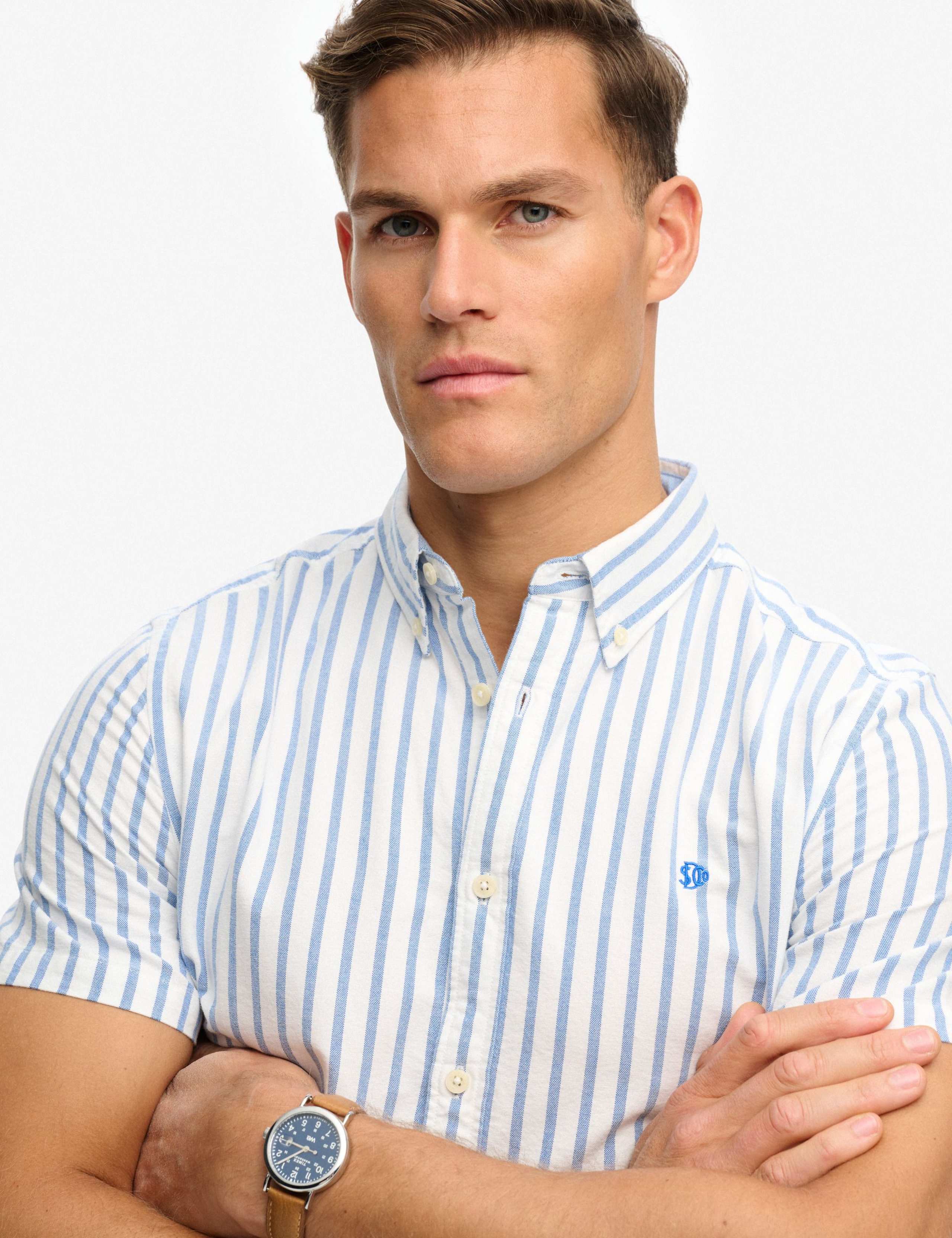 Relaxed Fit Striped Short Sleeve Oxford Shirt 3 of 6