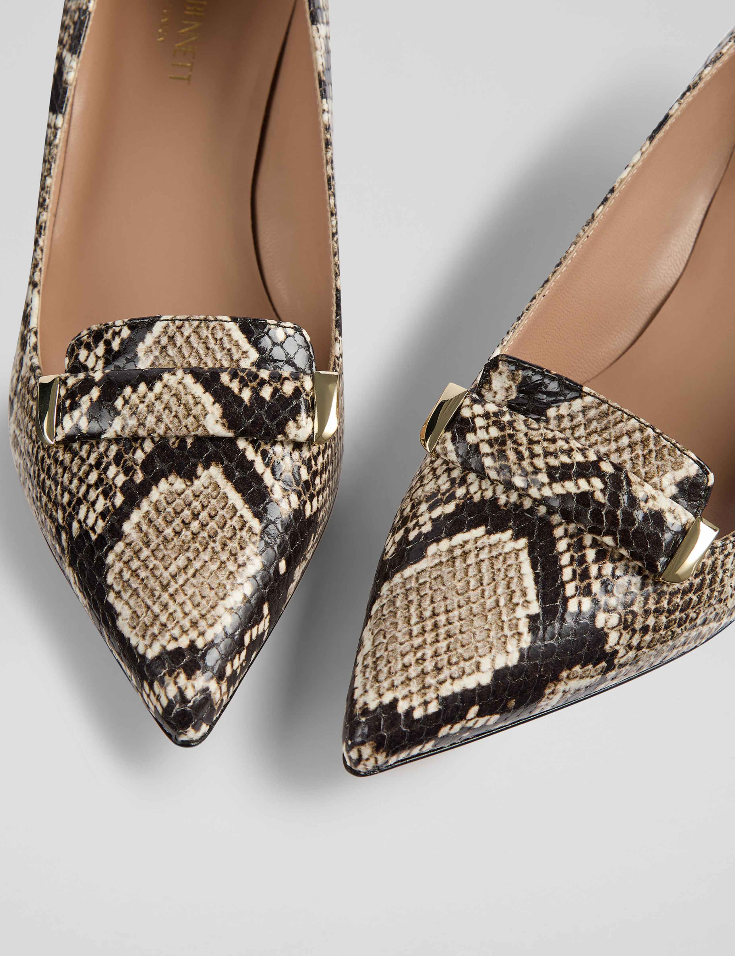 Leather Bar Trim Kitten Heel Court Shoes 3 of 3