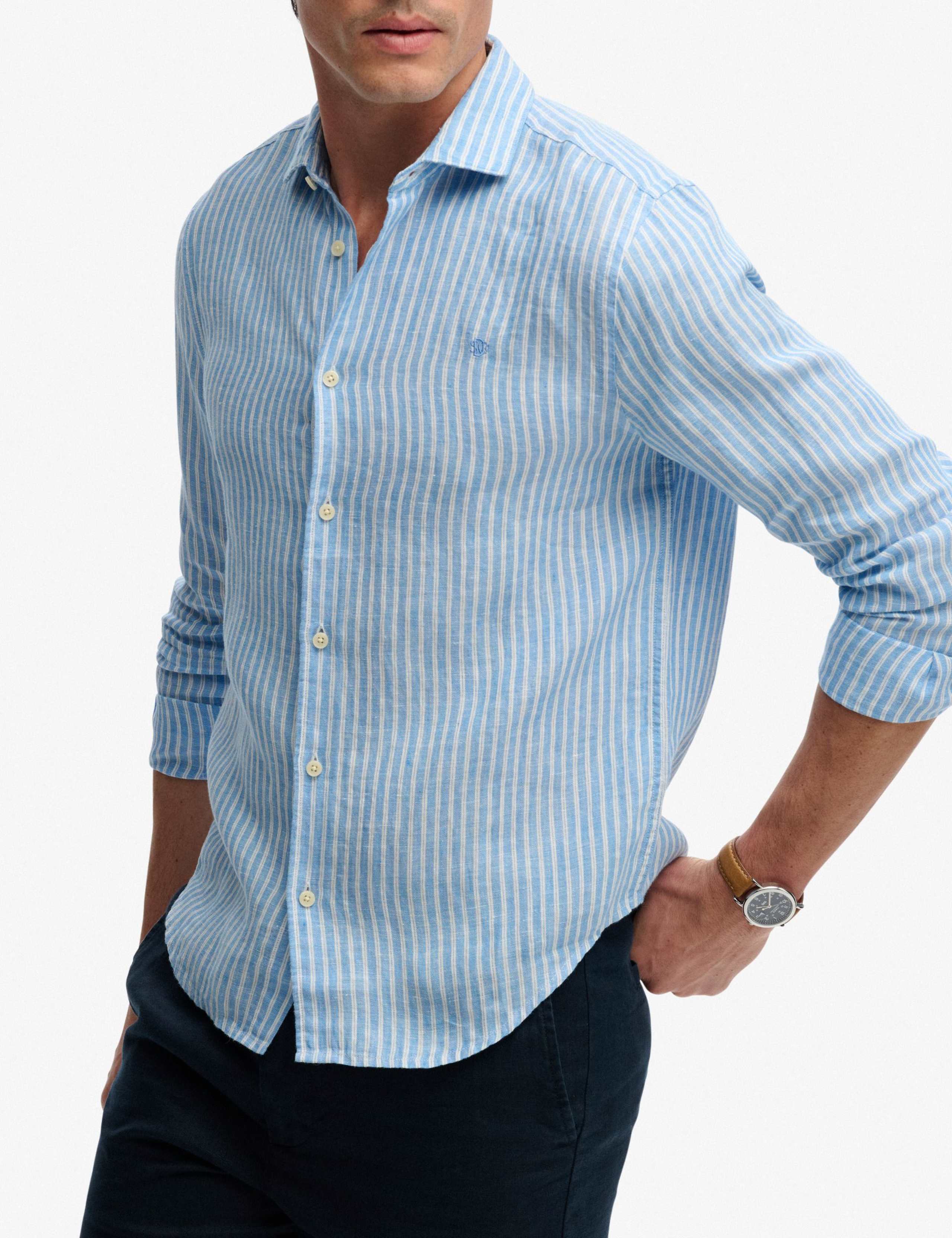 Relaxed Fit Striped Pure Linen Shirt 4 of 5
