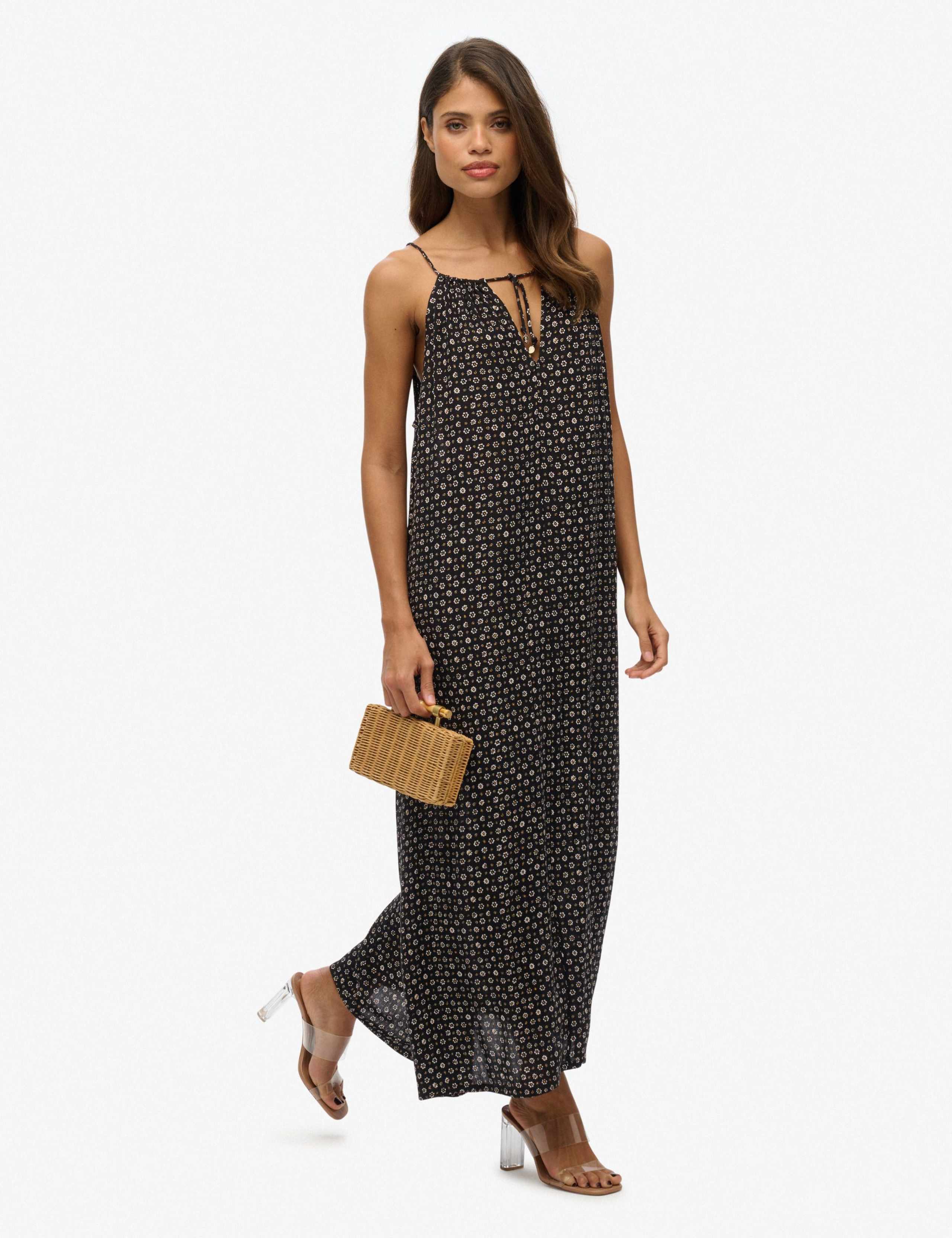 Floral V-Neck Strappy Maxi Beach Dress 3 of 8