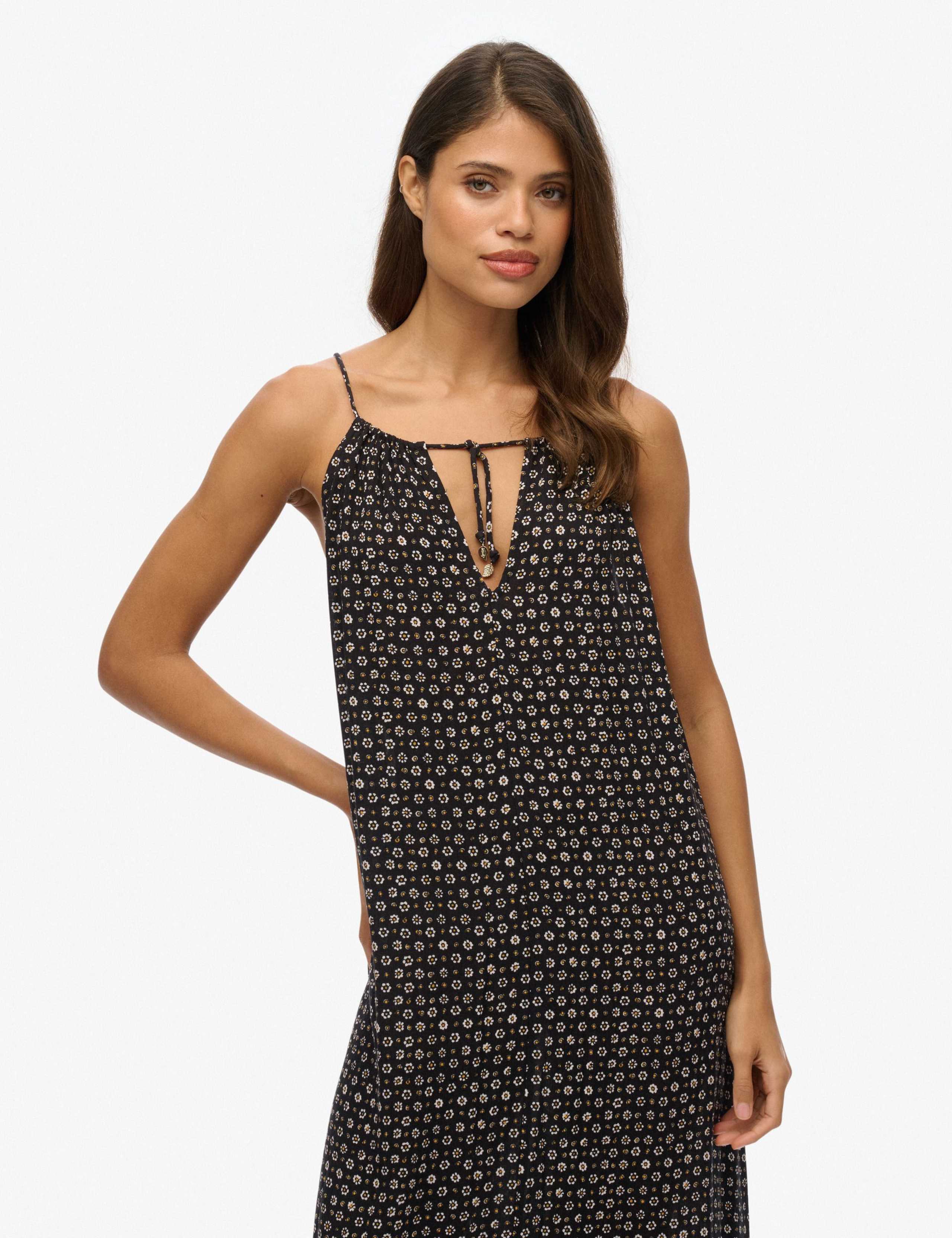 Floral V-Neck Strappy Maxi Beach Dress 5 of 8