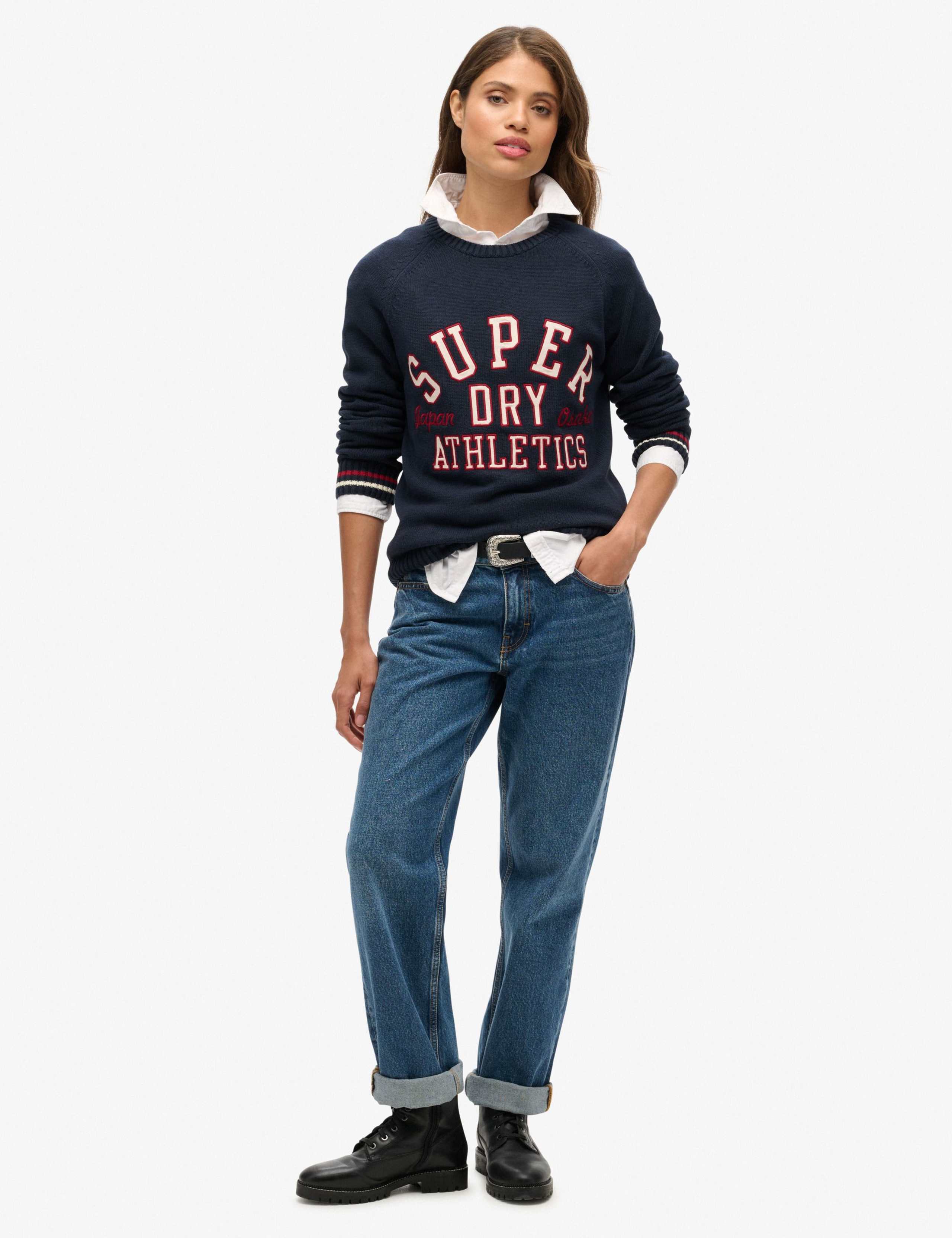 Pure Cotton Crew Neck Slogan Relaxed Jumper 4 of 6