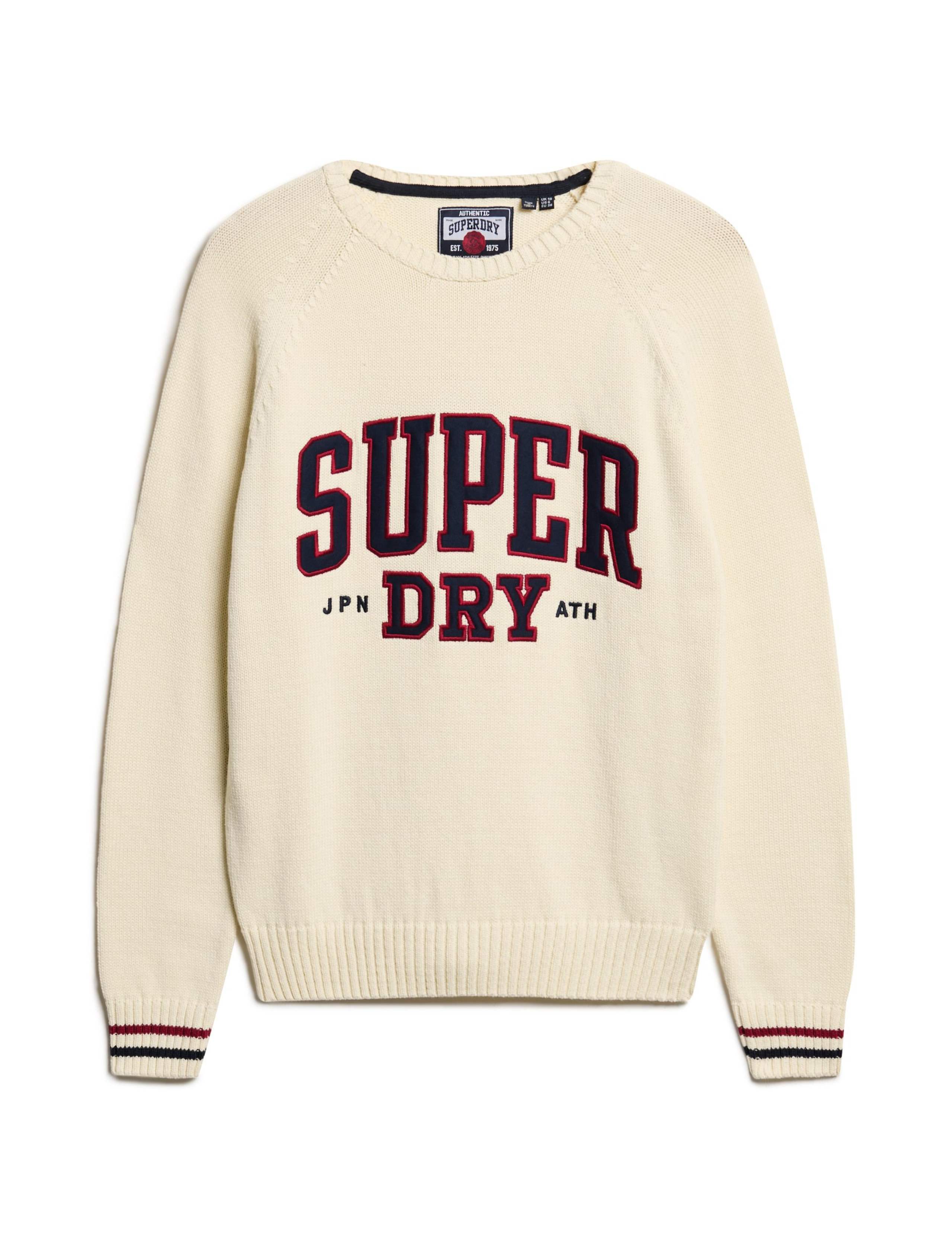 Pure Cotton Crew Neck Slogan Relaxed Jumper 2 of 9