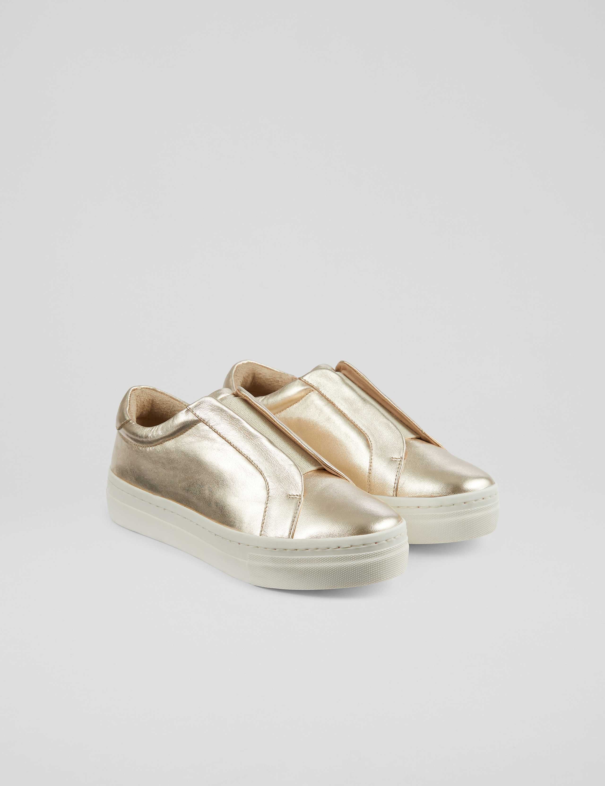 Leather Slip On Metallic Trainers 2 of 4