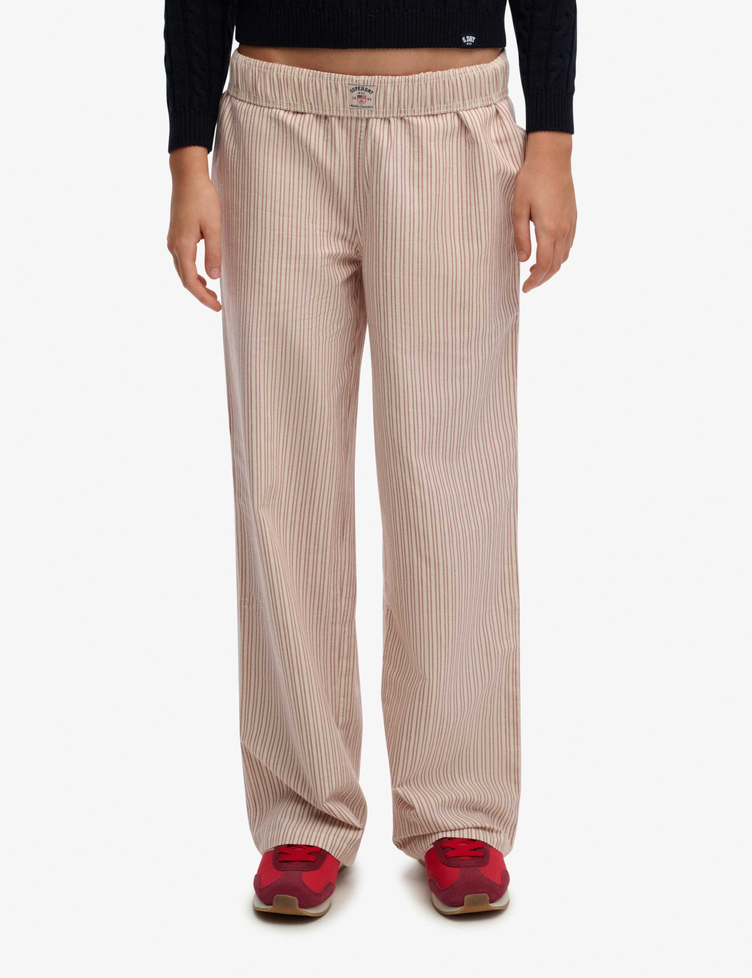 Pure Cotton Striped Elasticated Waist Trousers 1 of 7