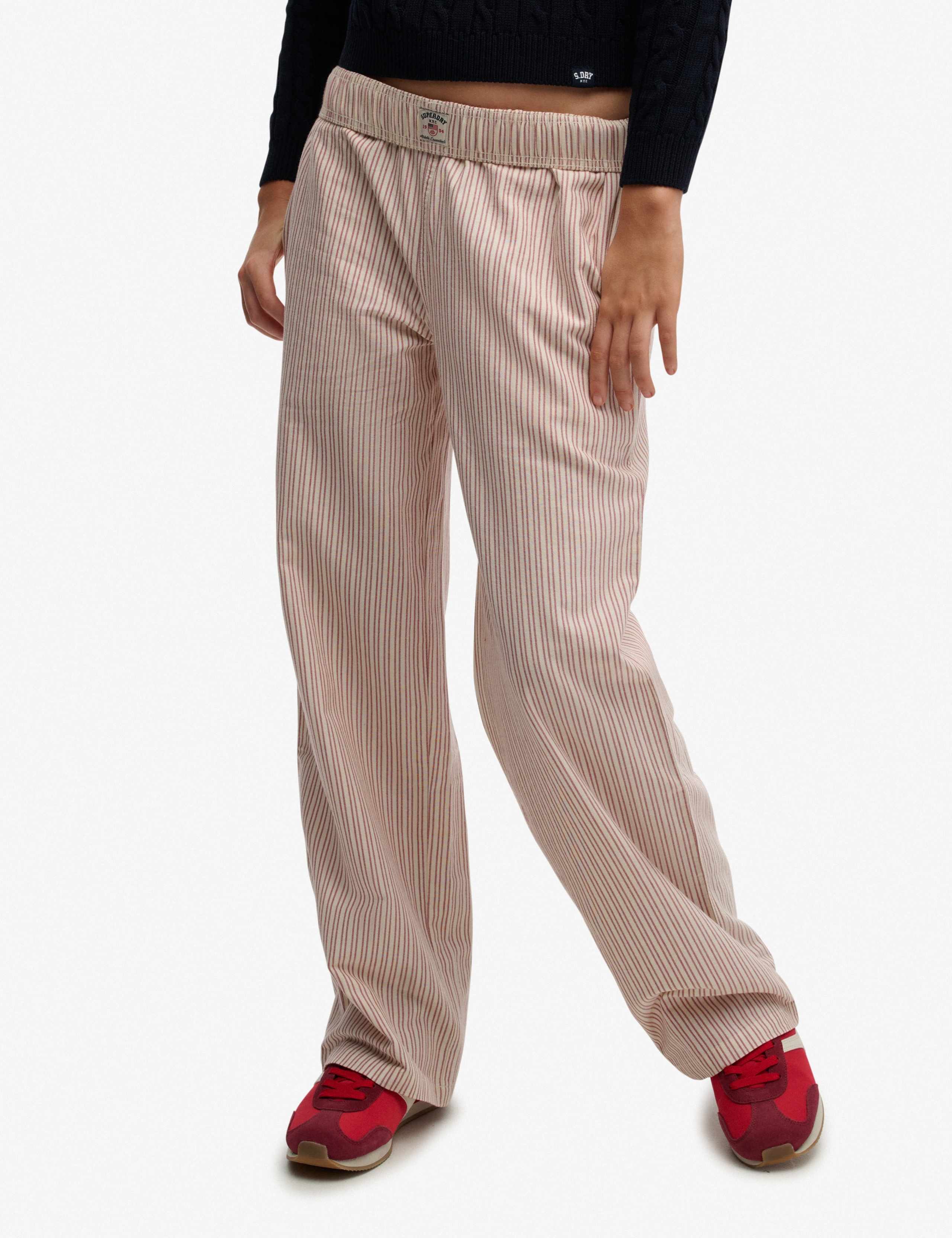 Pure Cotton Striped Elasticated Waist Trousers 3 of 7