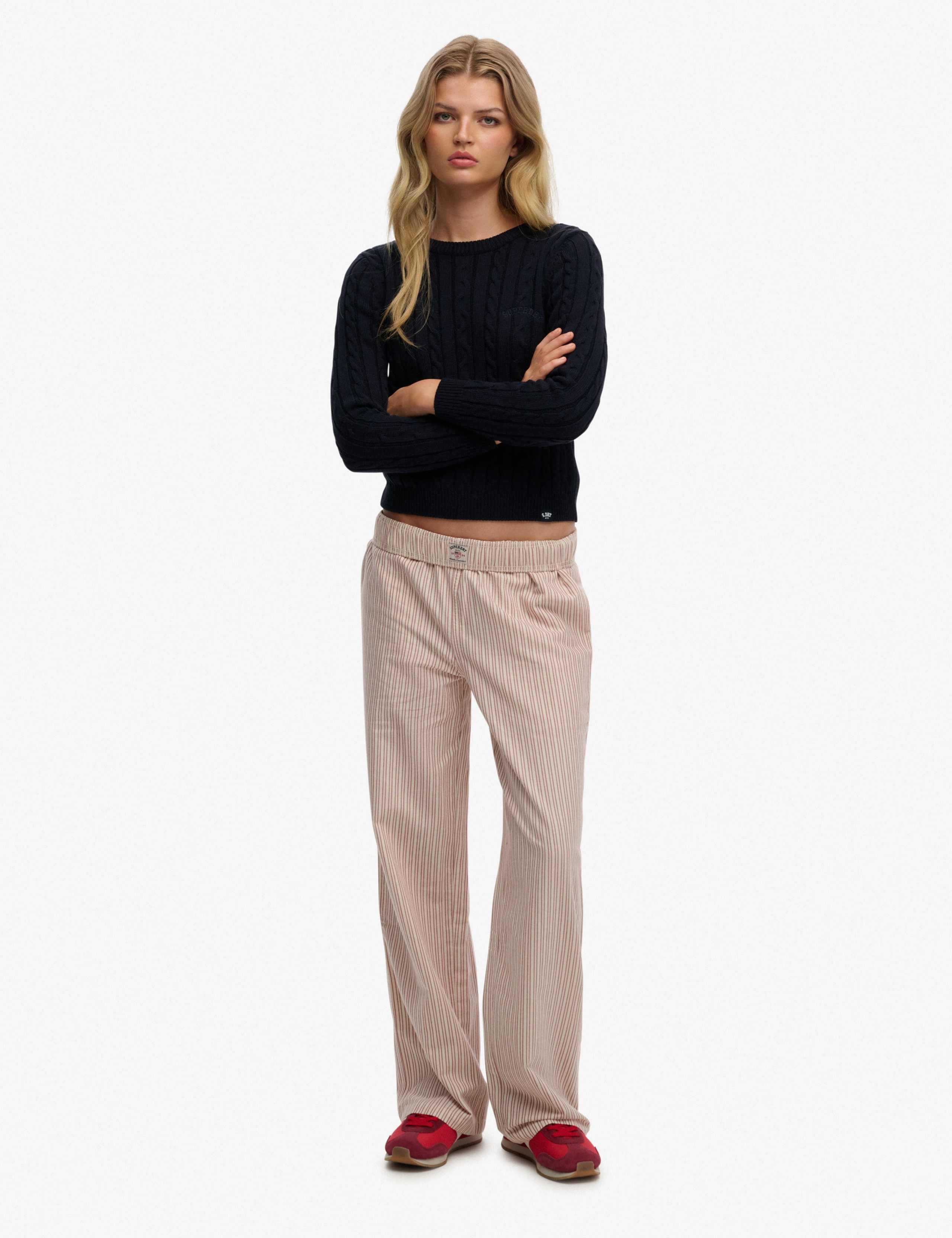 Pure Cotton Striped Elasticated Waist Trousers 5 of 7