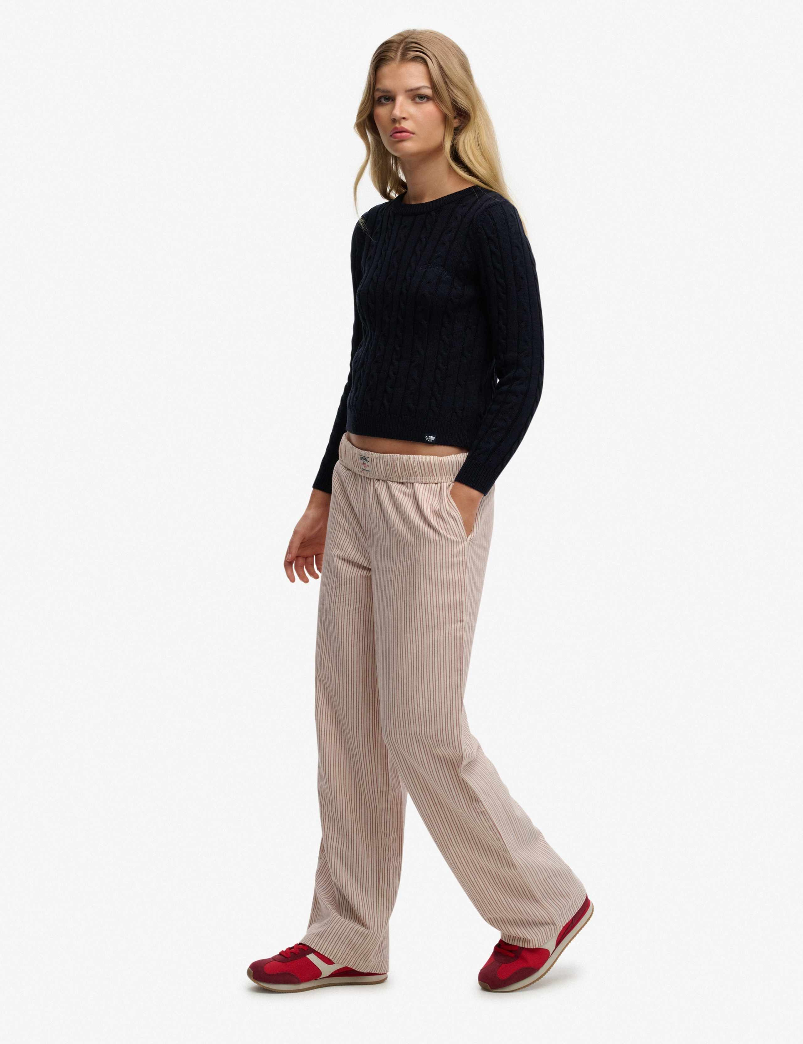 Pure Cotton Striped Elasticated Waist Trousers 6 of 7