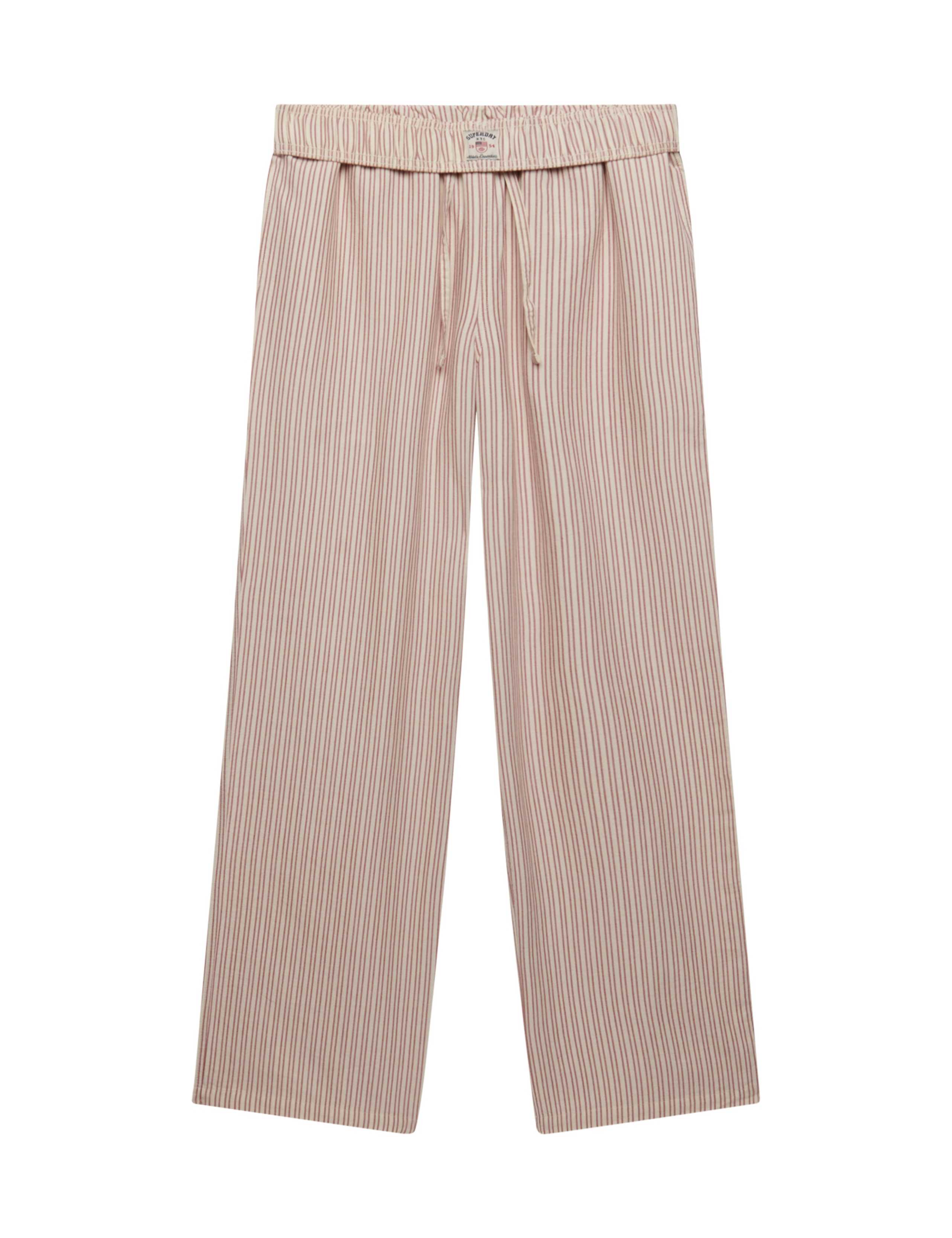 Pure Cotton Striped Elasticated Waist Trousers 2 of 7
