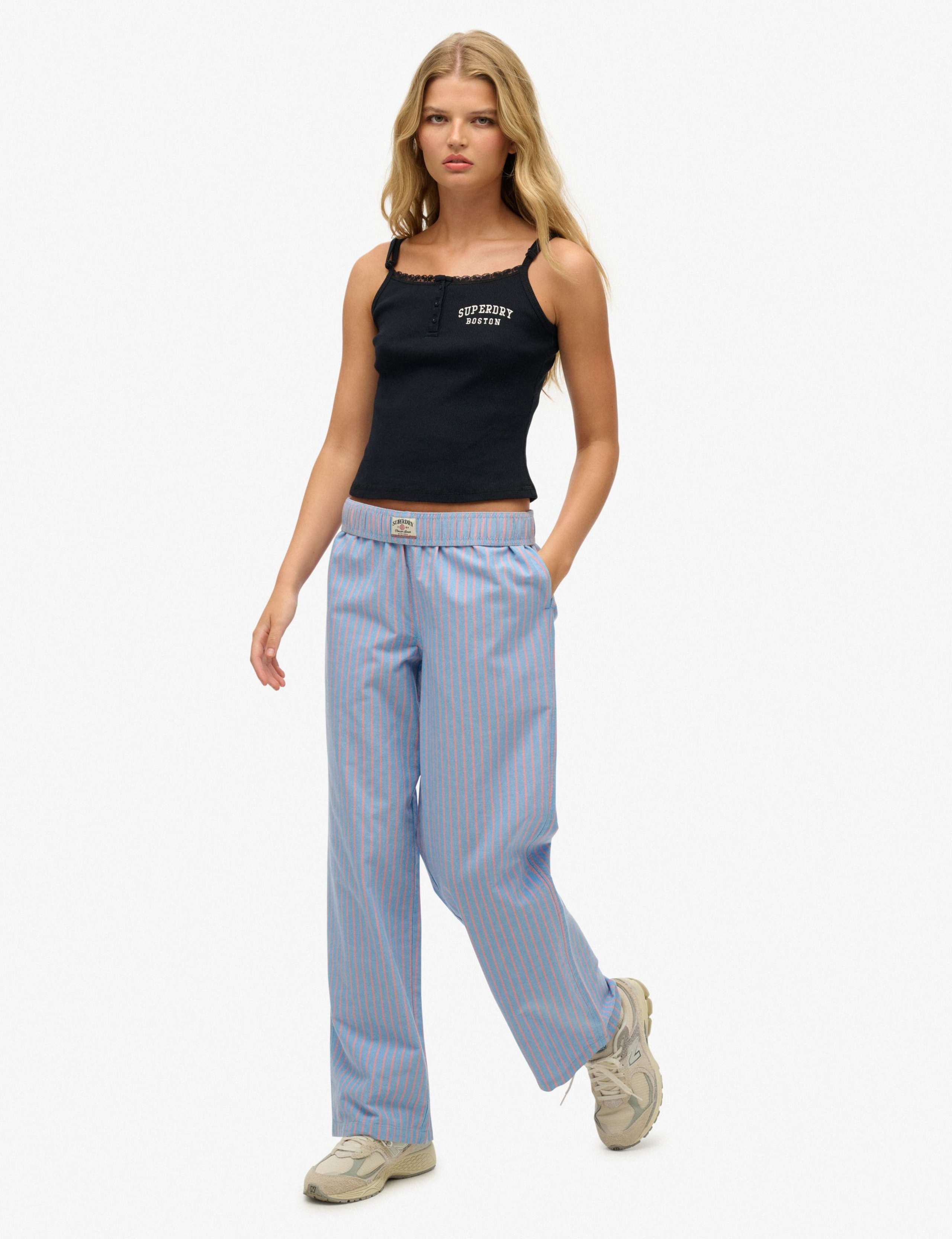Pure Cotton Striped Elasticated Waist Trousers 4 of 5