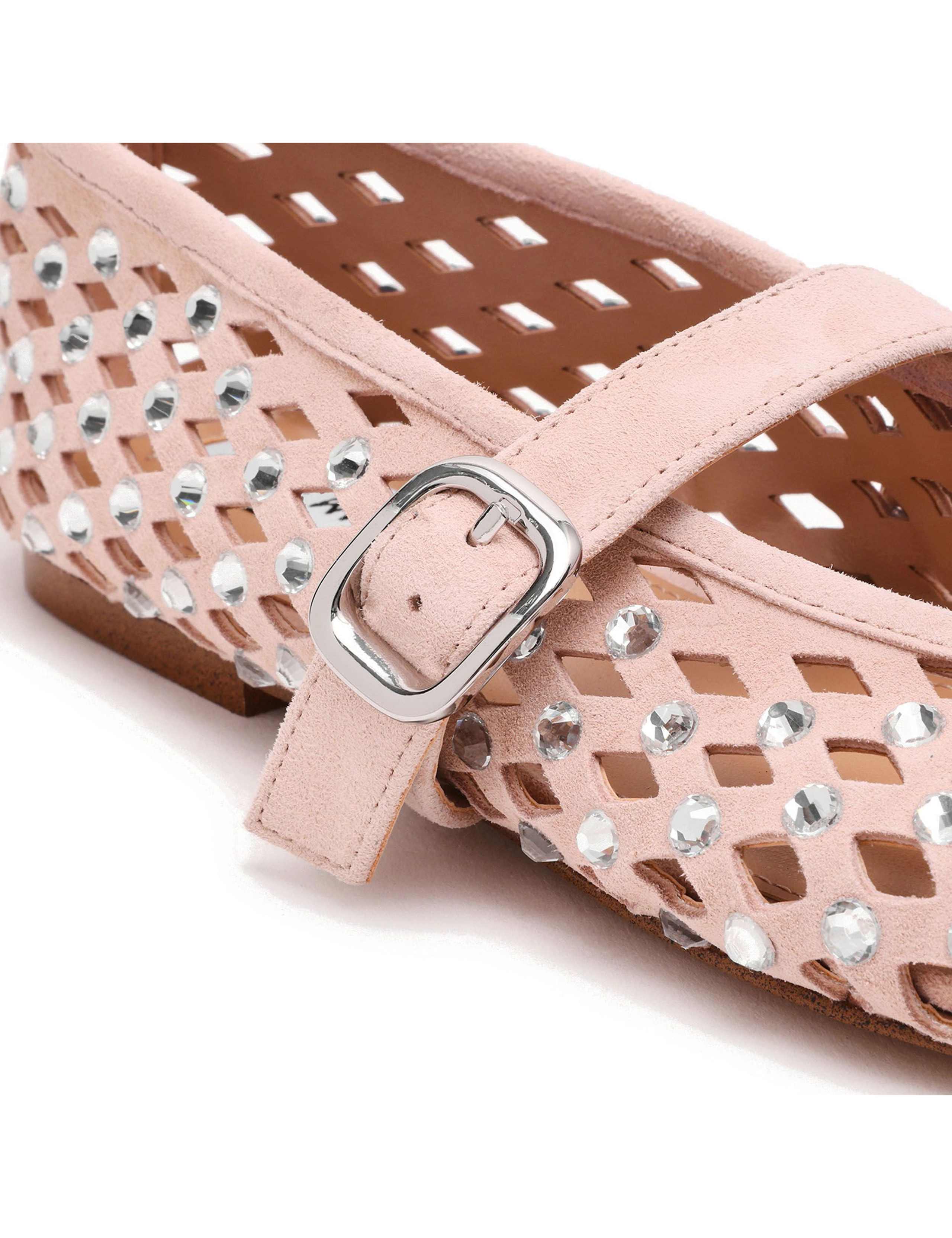 Rerun Suede Embellished Flat Pumps 2 of 6