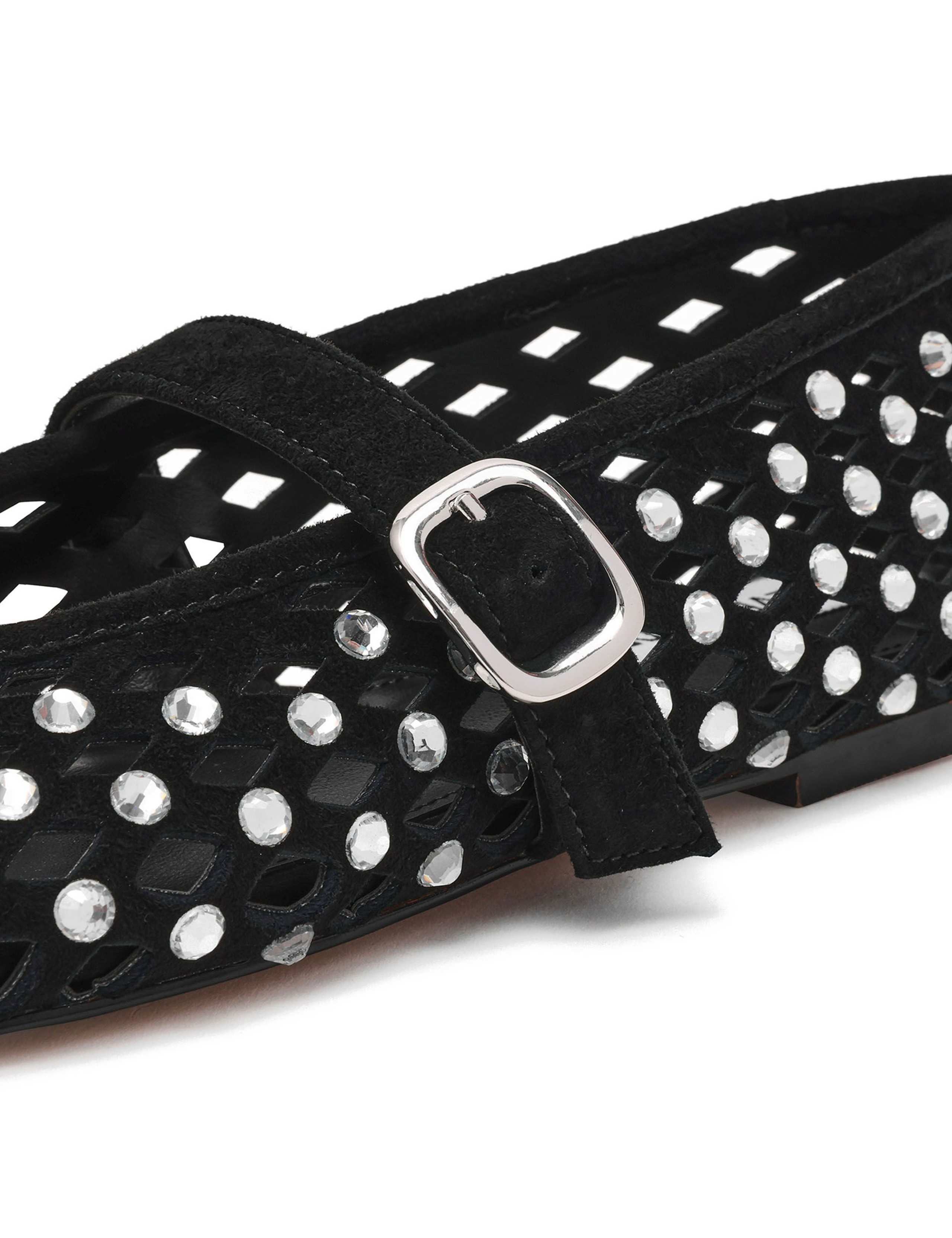 Rerun Suede Embellished Flat Pumps 2 of 6