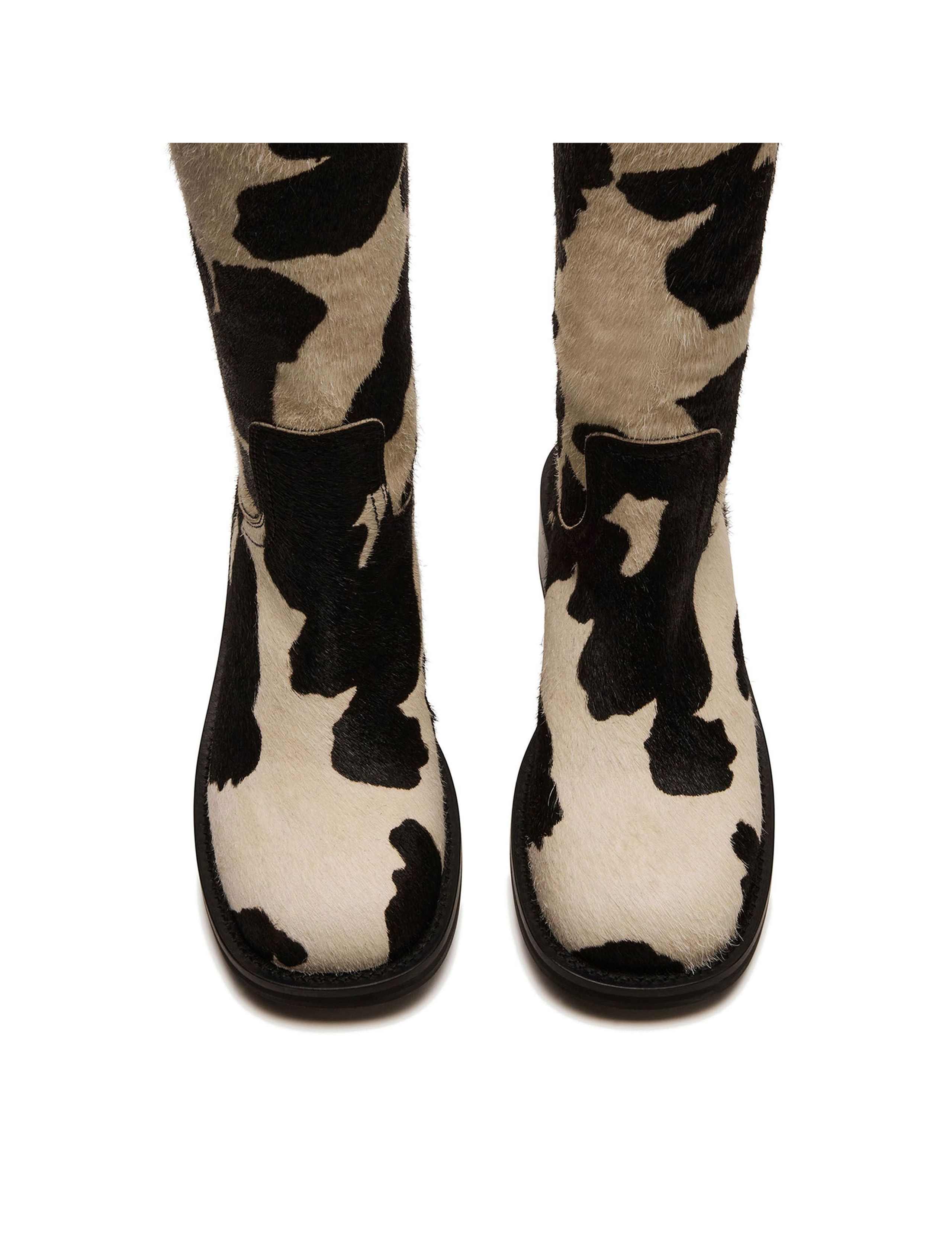 Riggs Leather Cow Print Knee High Boots 3 of 5
