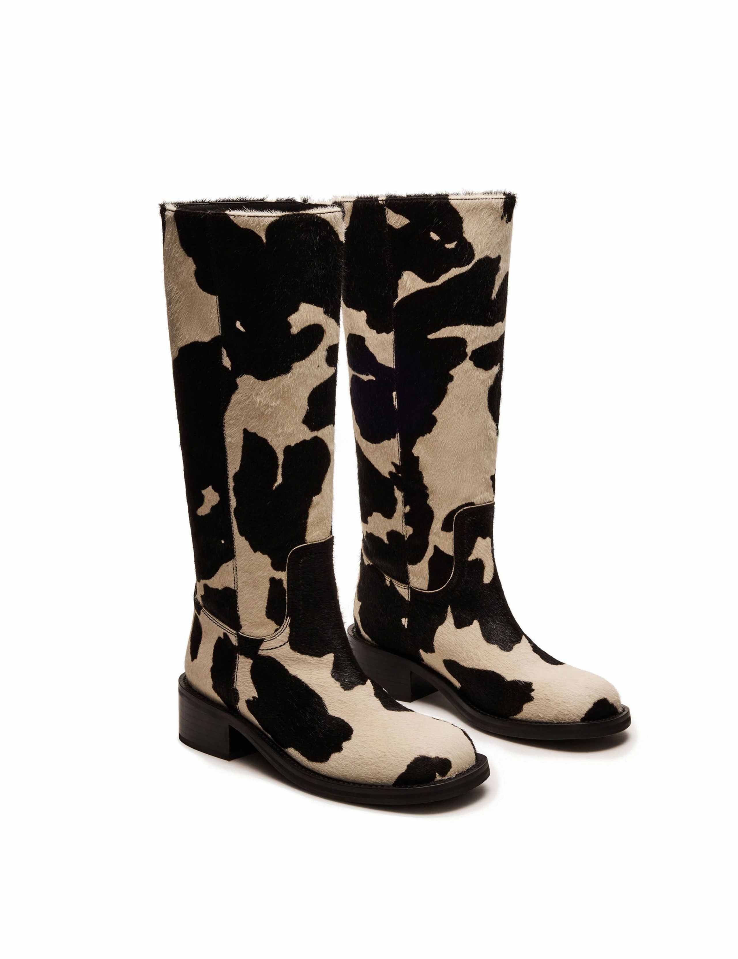 Riggs Leather Cow Print Knee High Boots 5 of 5