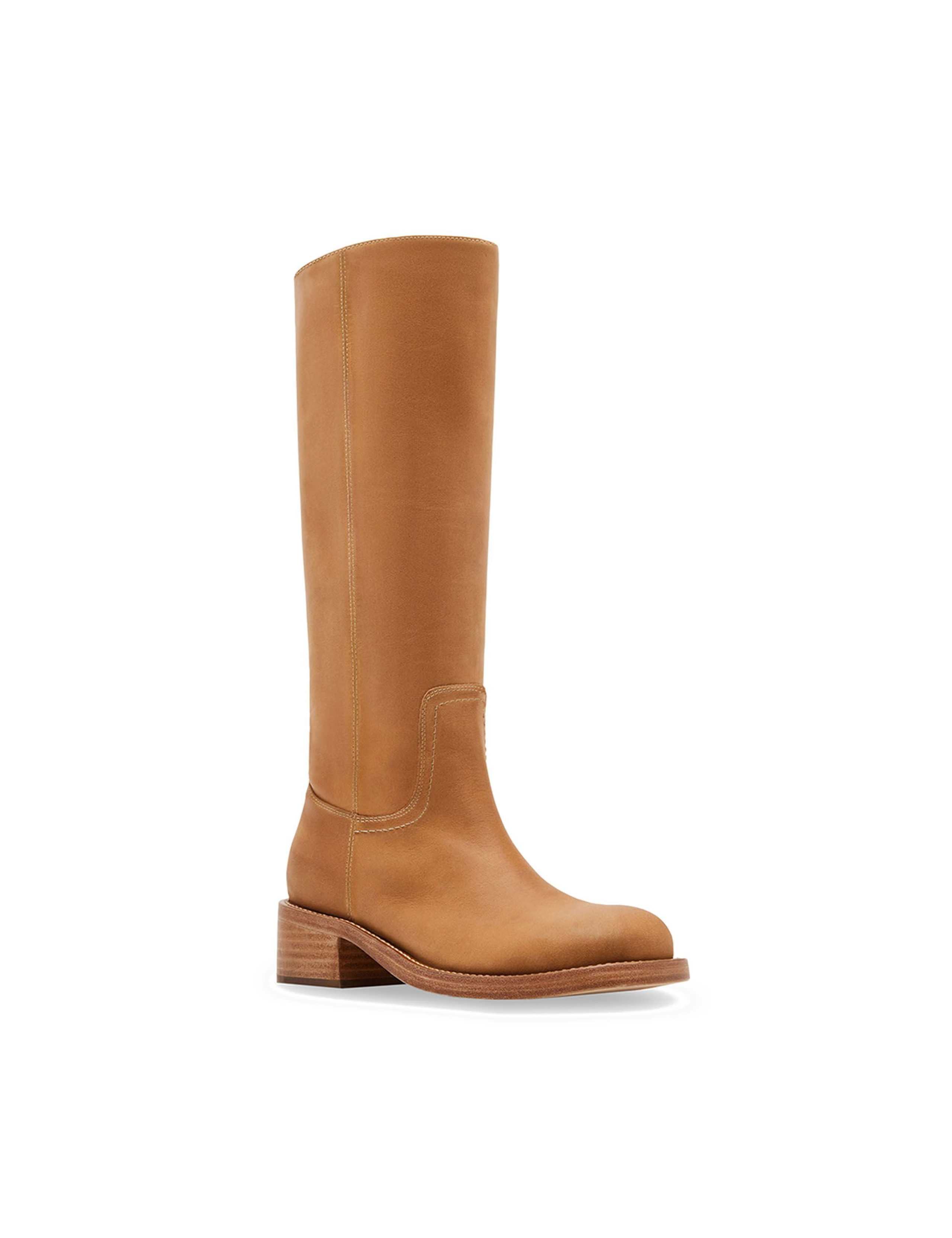 Leather Block Heel Knee High Boots 3 of 5