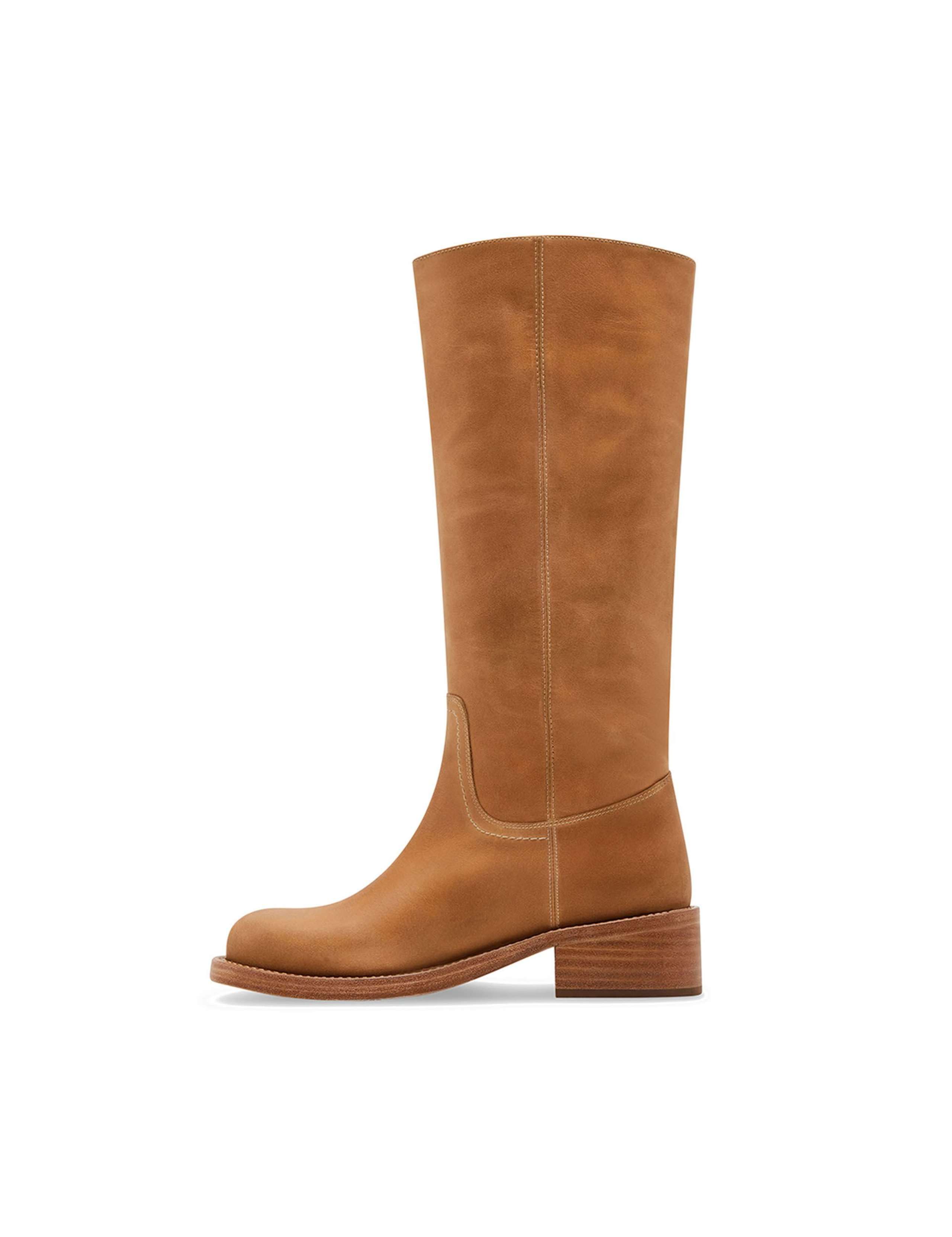 Leather Block Heel Knee High Boots 4 of 5