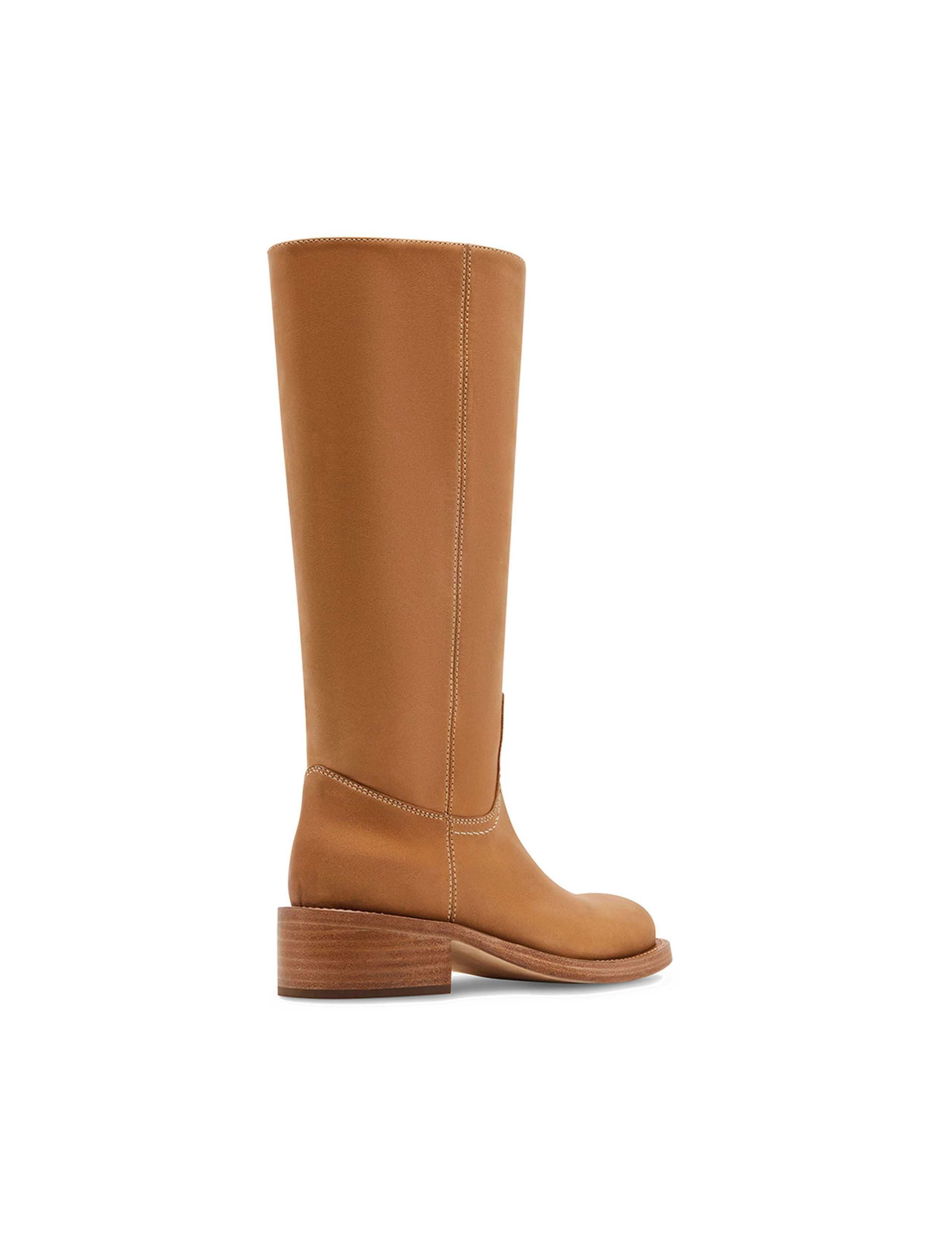 Leather Block Heel Knee High Boots 5 of 5