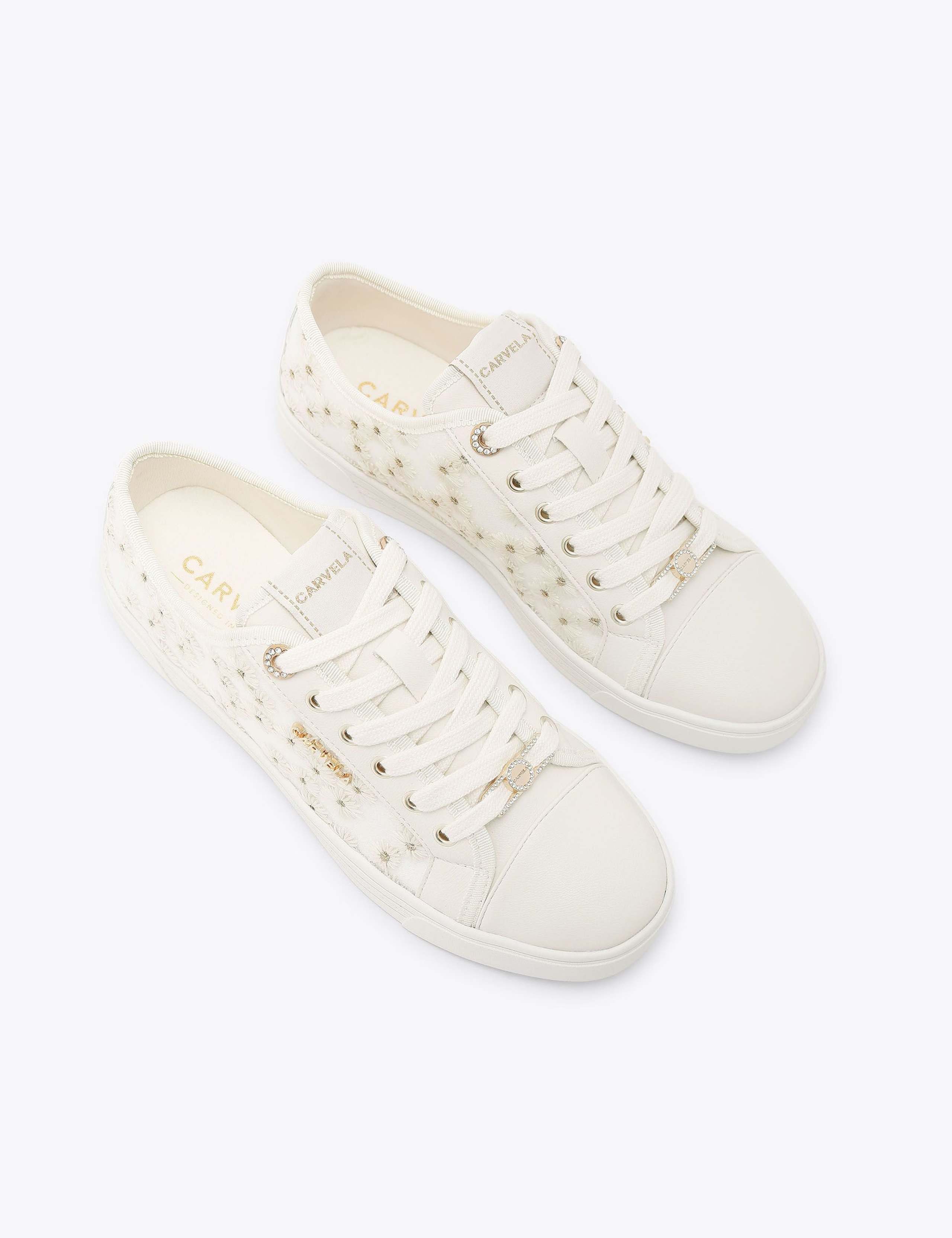 Mesh Floral Lace Up Trainers 2 of 4