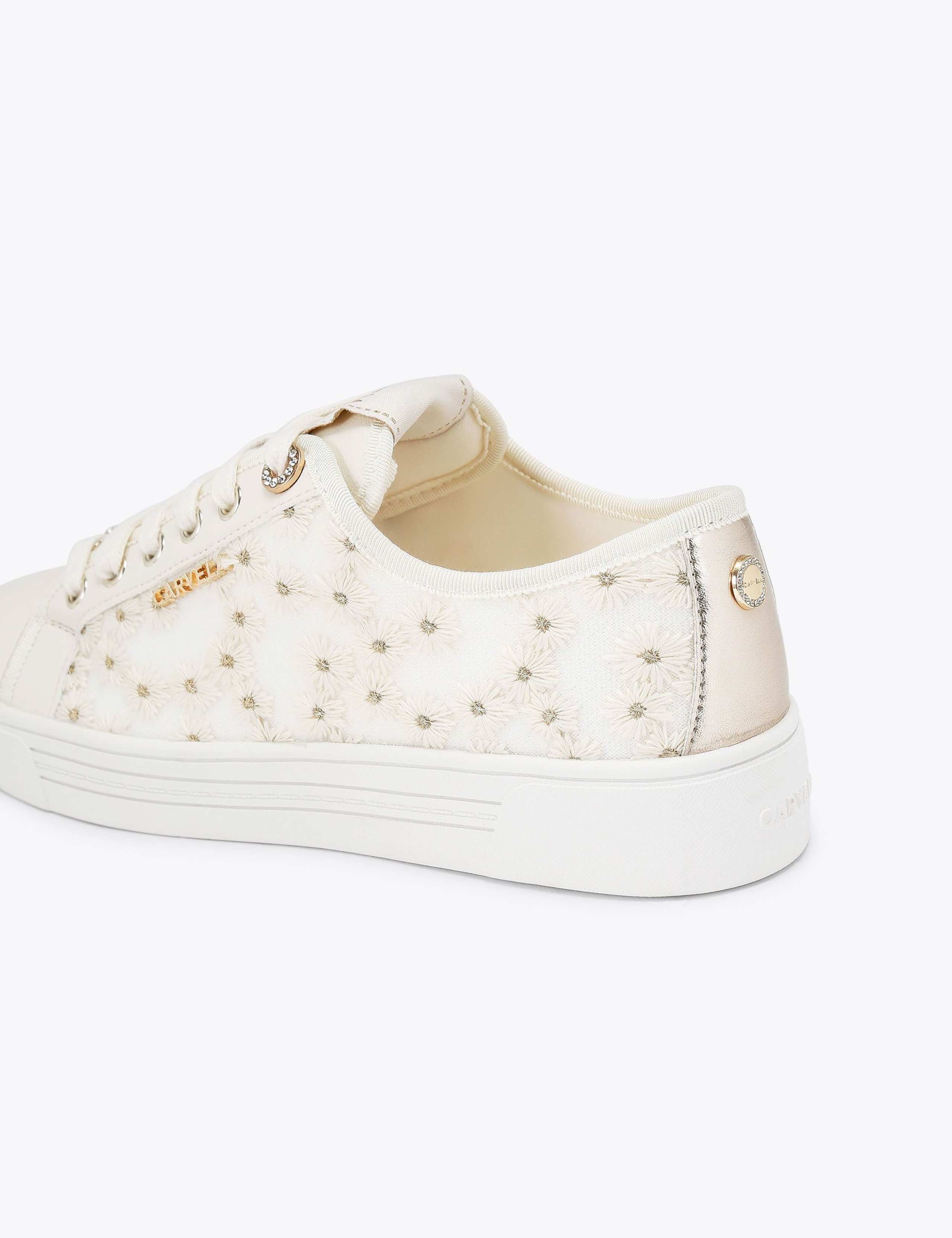 Mesh Floral Lace Up Sparkle Trainers 4 of 4