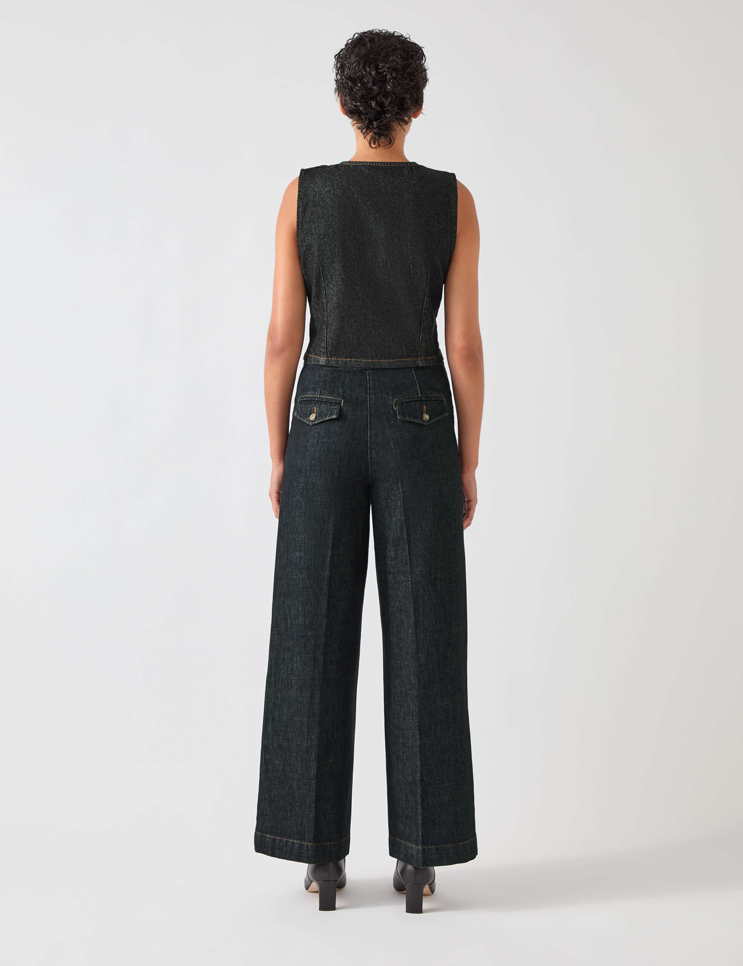 Denim Wide Leg Ankle Grazer Trousers 3 of 3