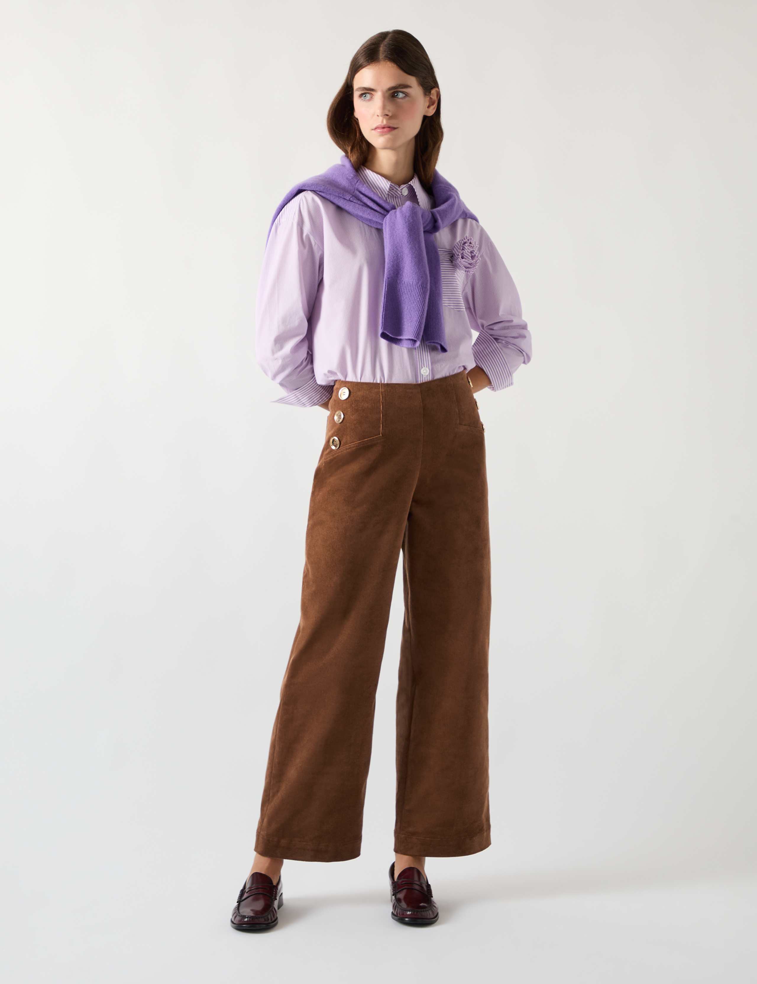 Cord Wide Leg Ankle Grazer Trousers 1 of 3