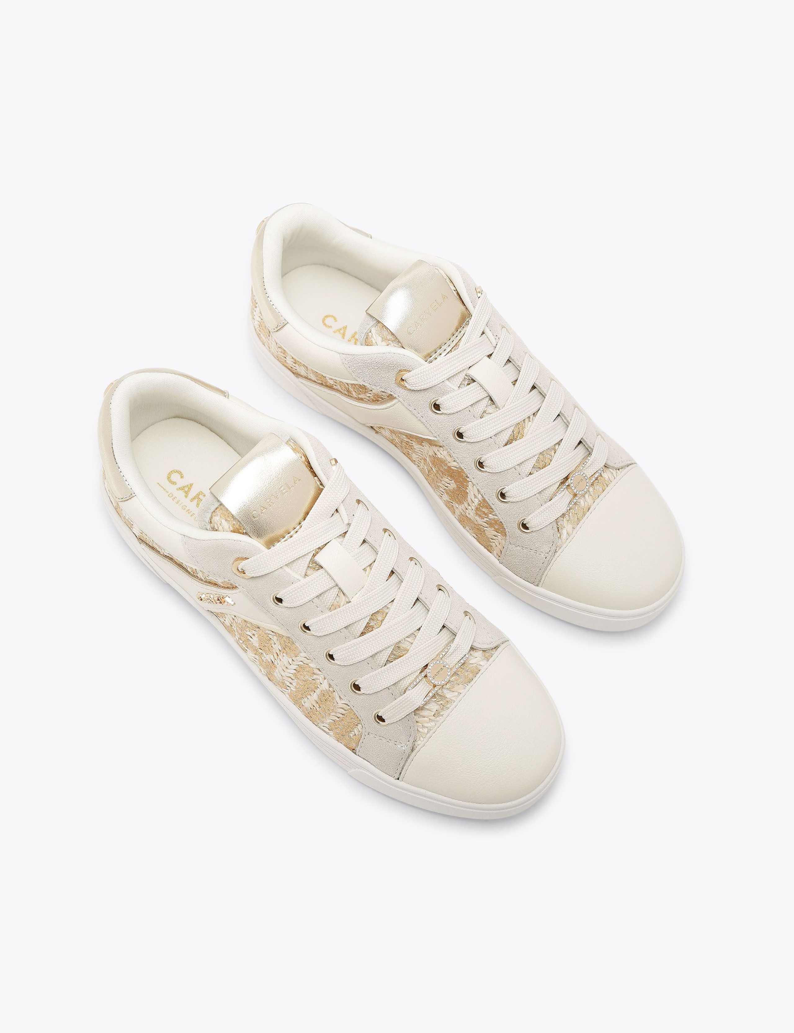 Raffia Metallic Lace Up Trainers 2 of 4