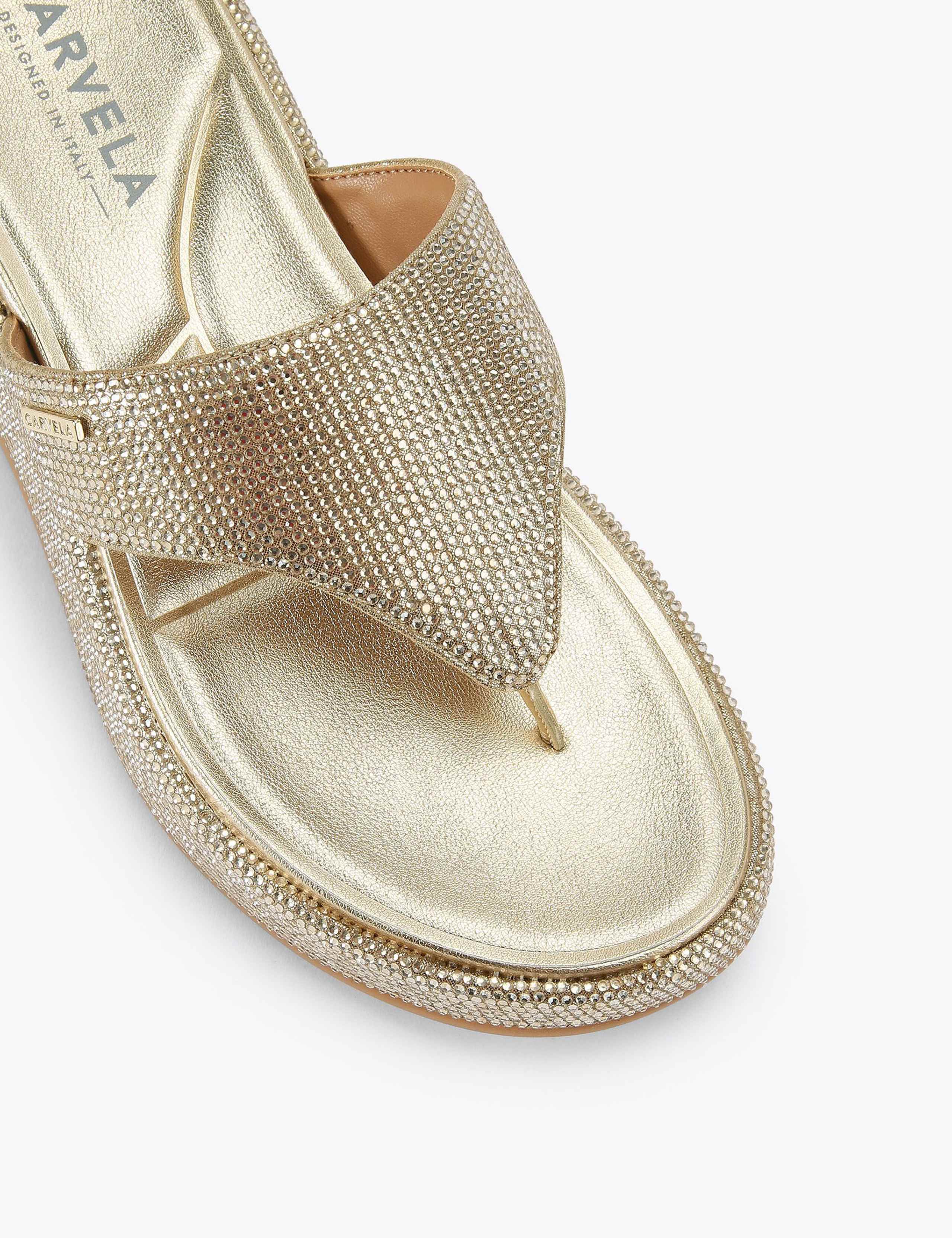 Metallic Embellished Flatform Flip Flops 3 of 4