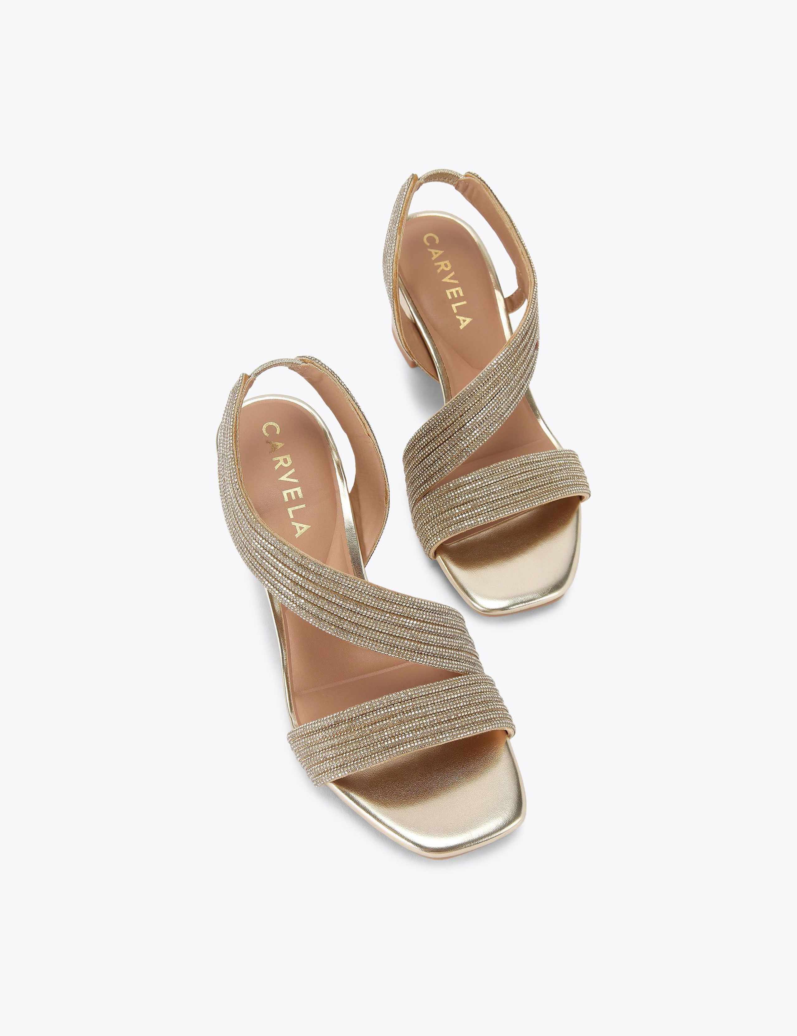 Metallic Embellished Block Heels 2 of 5