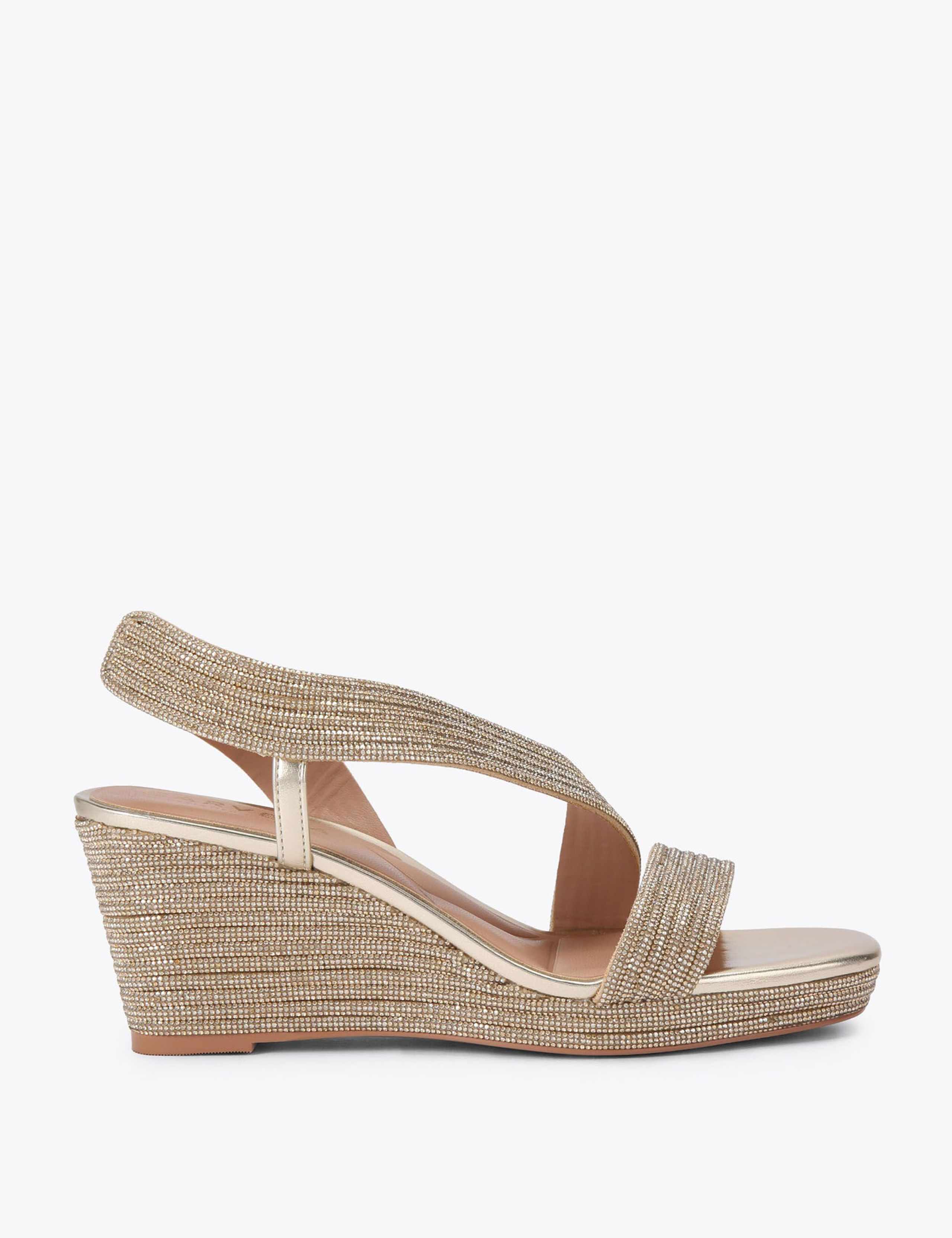 Sparkle Embellished Wedge Slingback Sandals 1 of 4