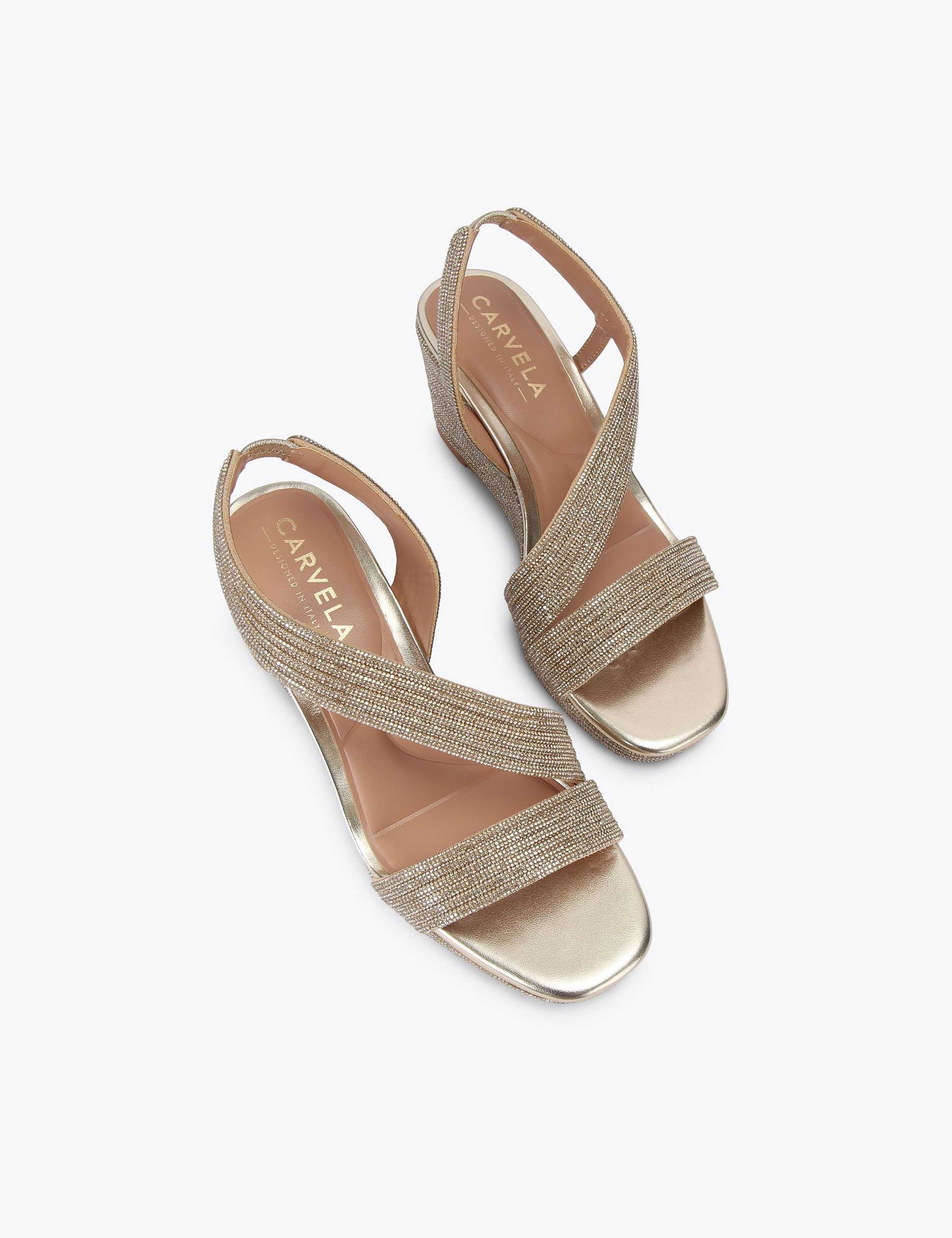 Sparkle Embellished Wedge Slingback Sandals 2 of 4