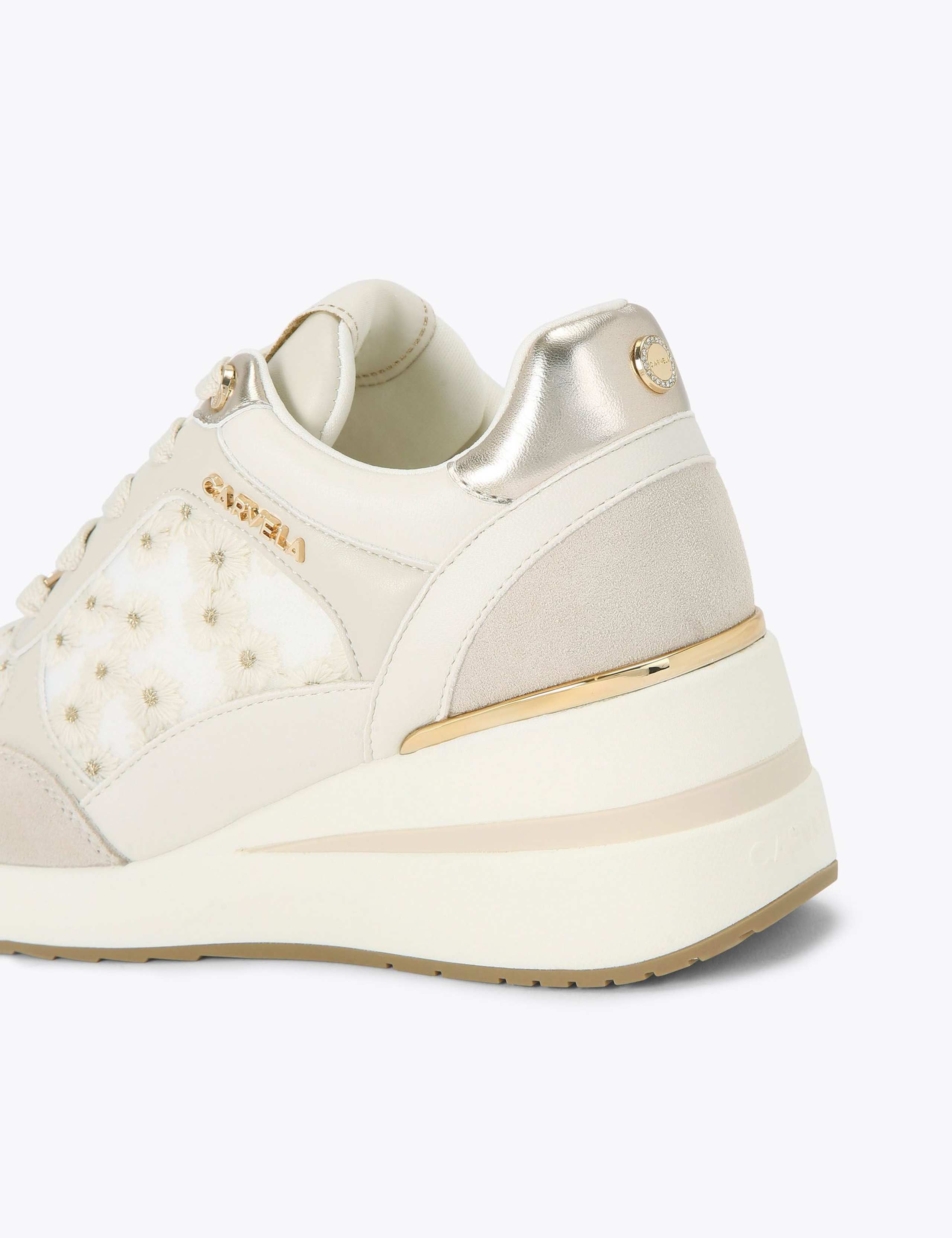 Mesh Floral Metallic Lace Up Wedge Trainers 4 of 4