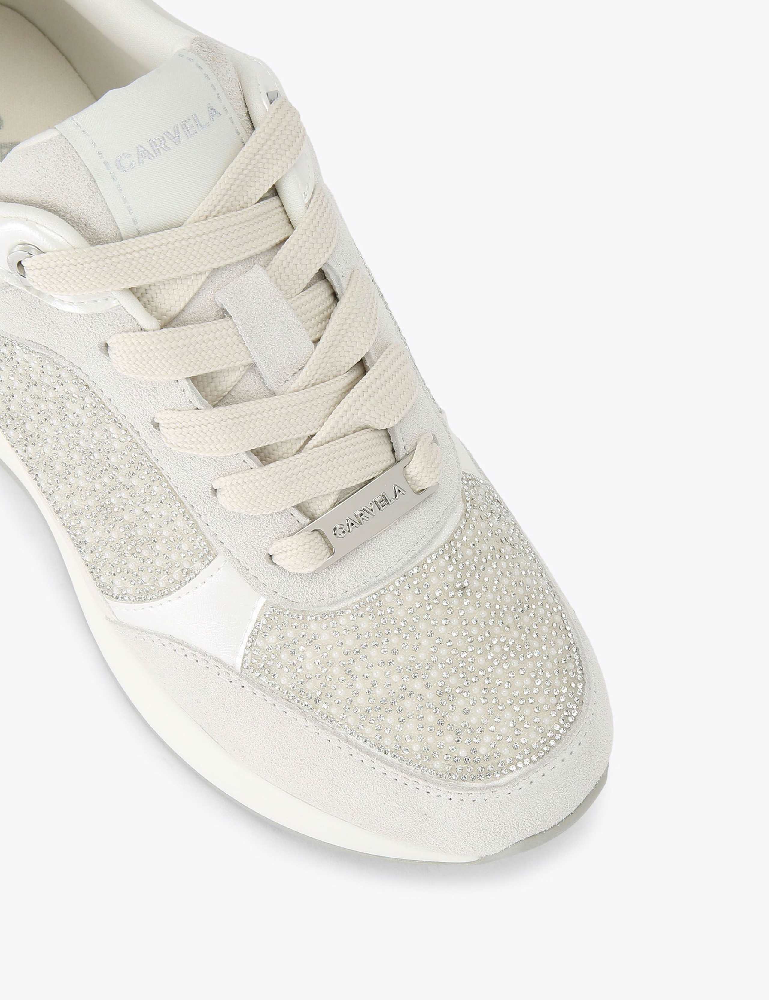 Lace Up Sparkle Embellished Wedge Trainers 3 of 4