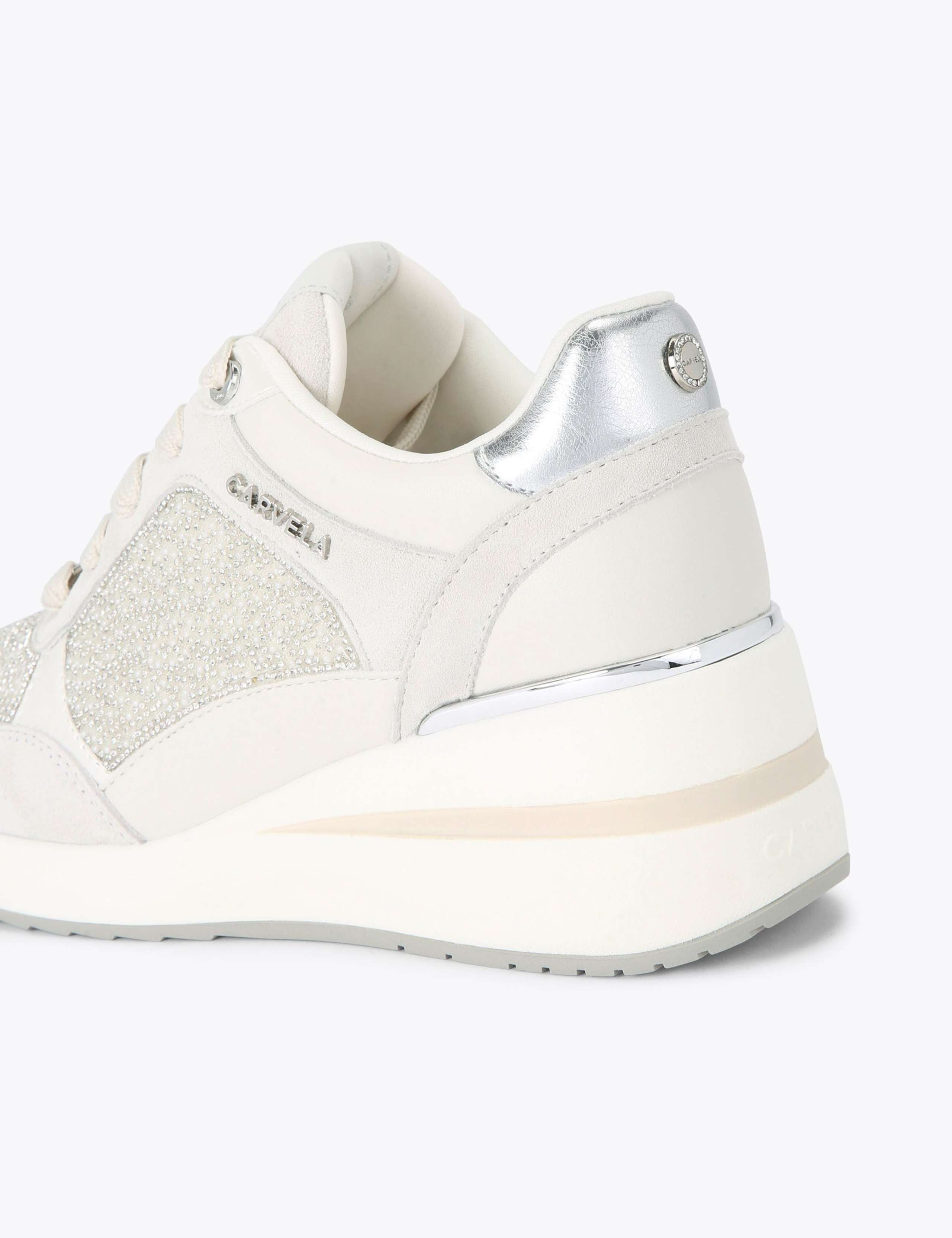 Lace Up Sparkle Embellished Wedge Trainers 4 of 4