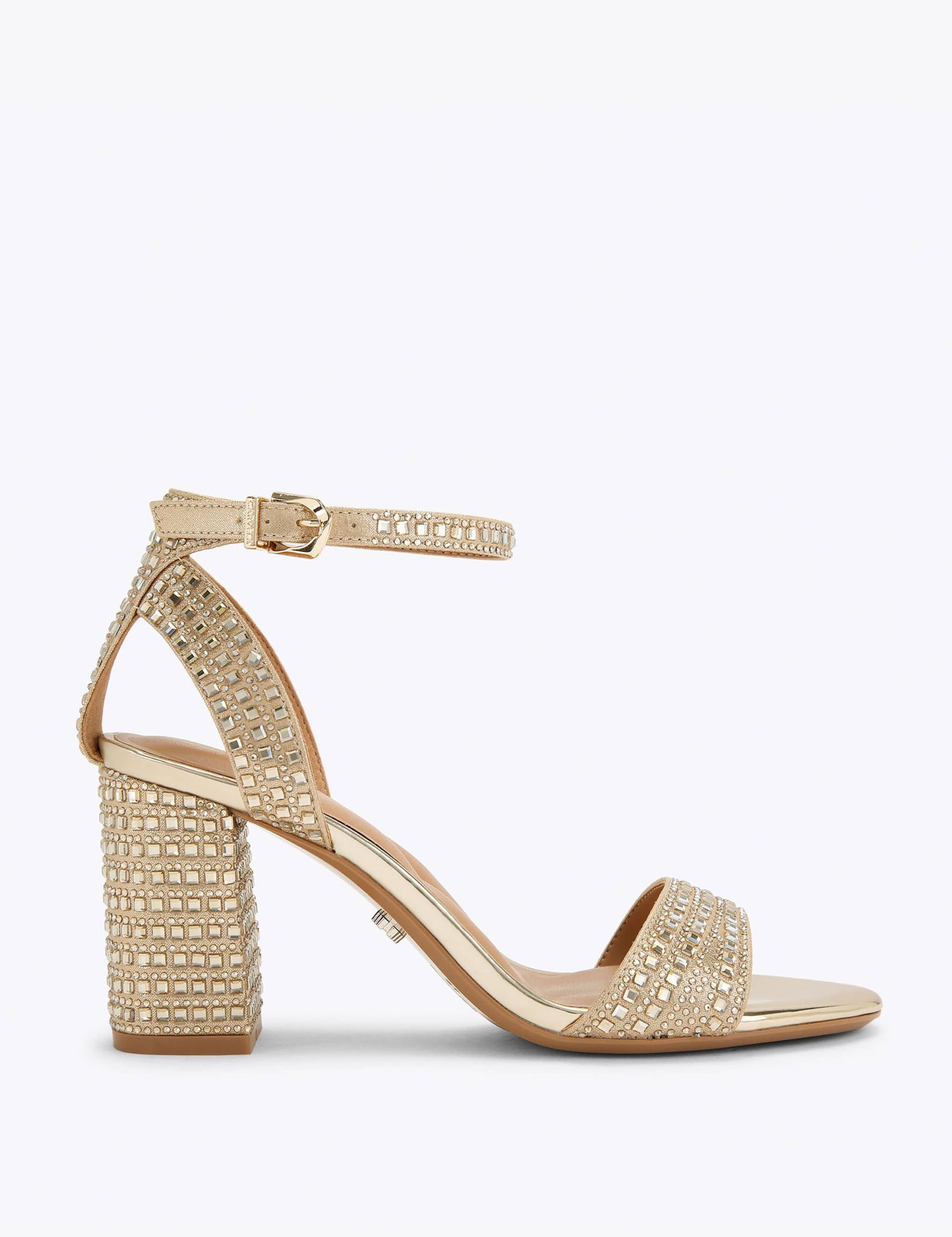 Embellished Ankle Strap Block Heels 1 of 4