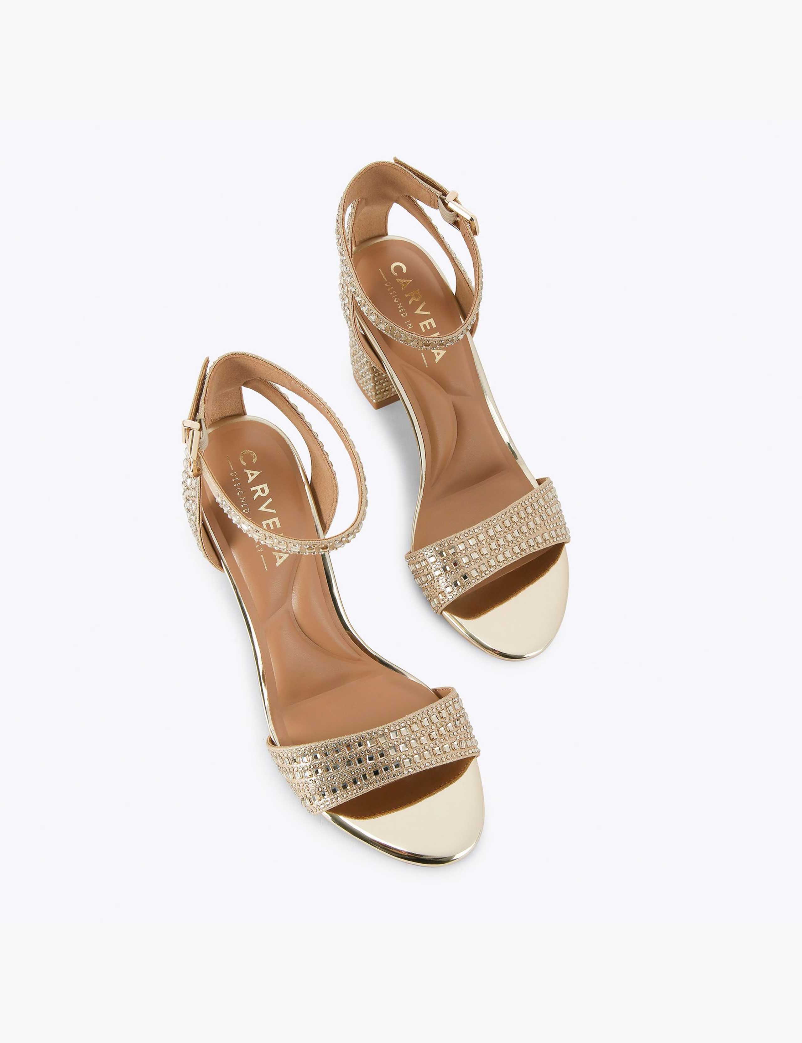 Embellished Ankle Strap Block Heels 2 of 4