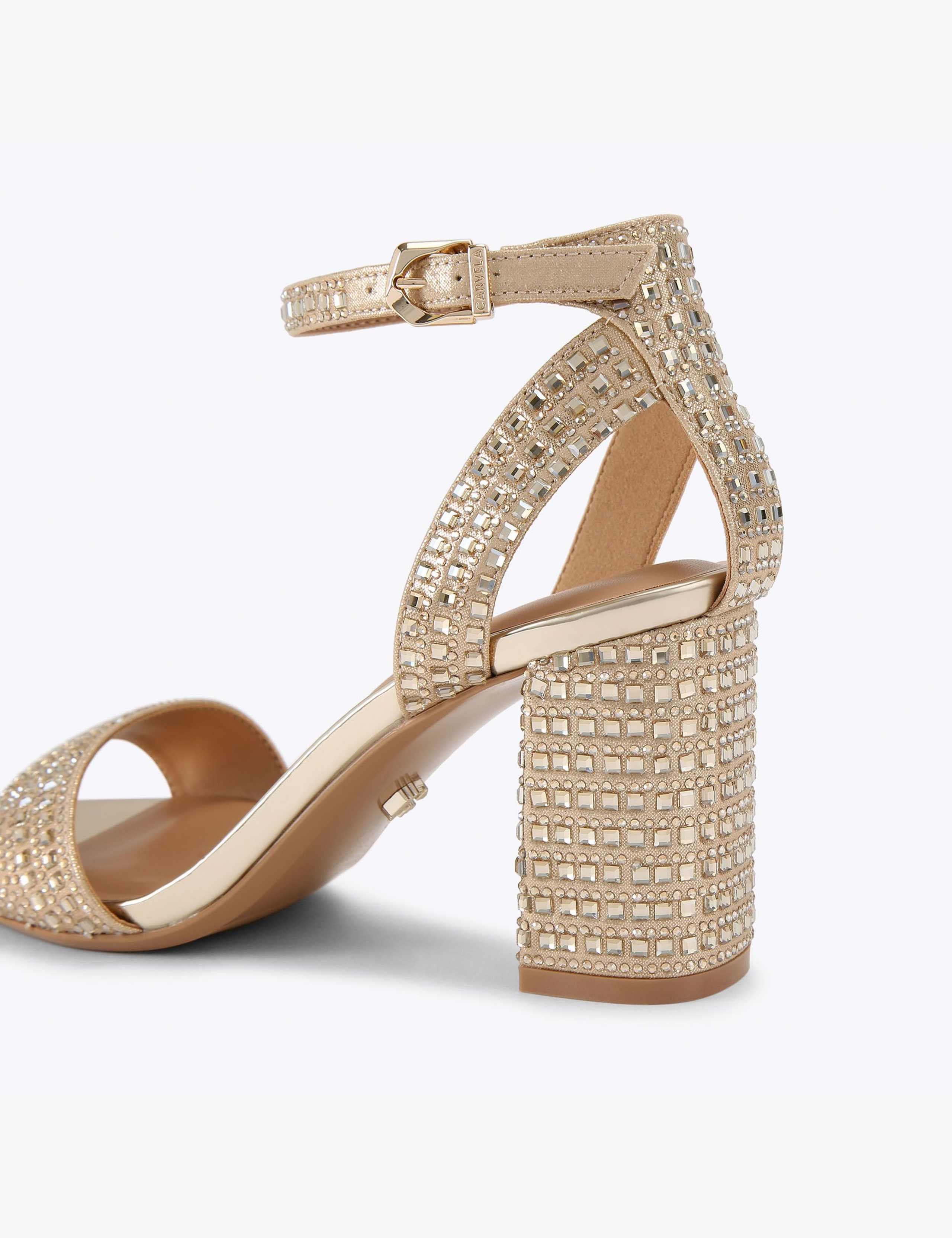 Embellished Ankle Strap Block Heel Sandals 4 of 4