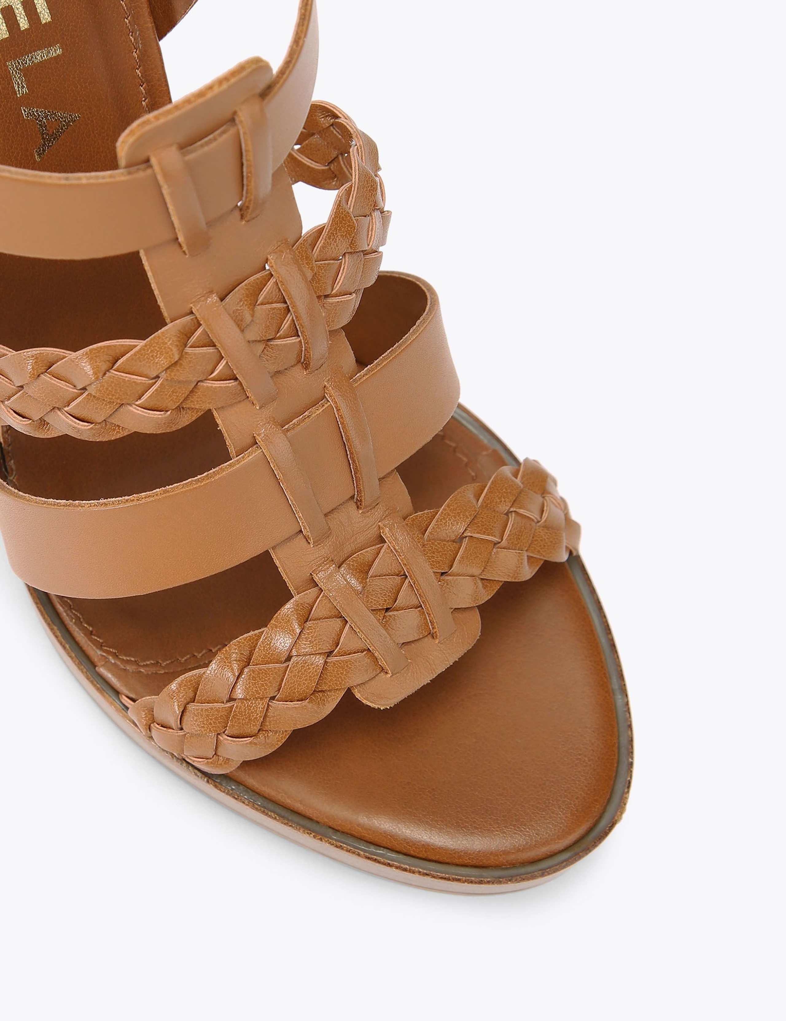 Leather Woven Strap Block Heels 5 of 5
