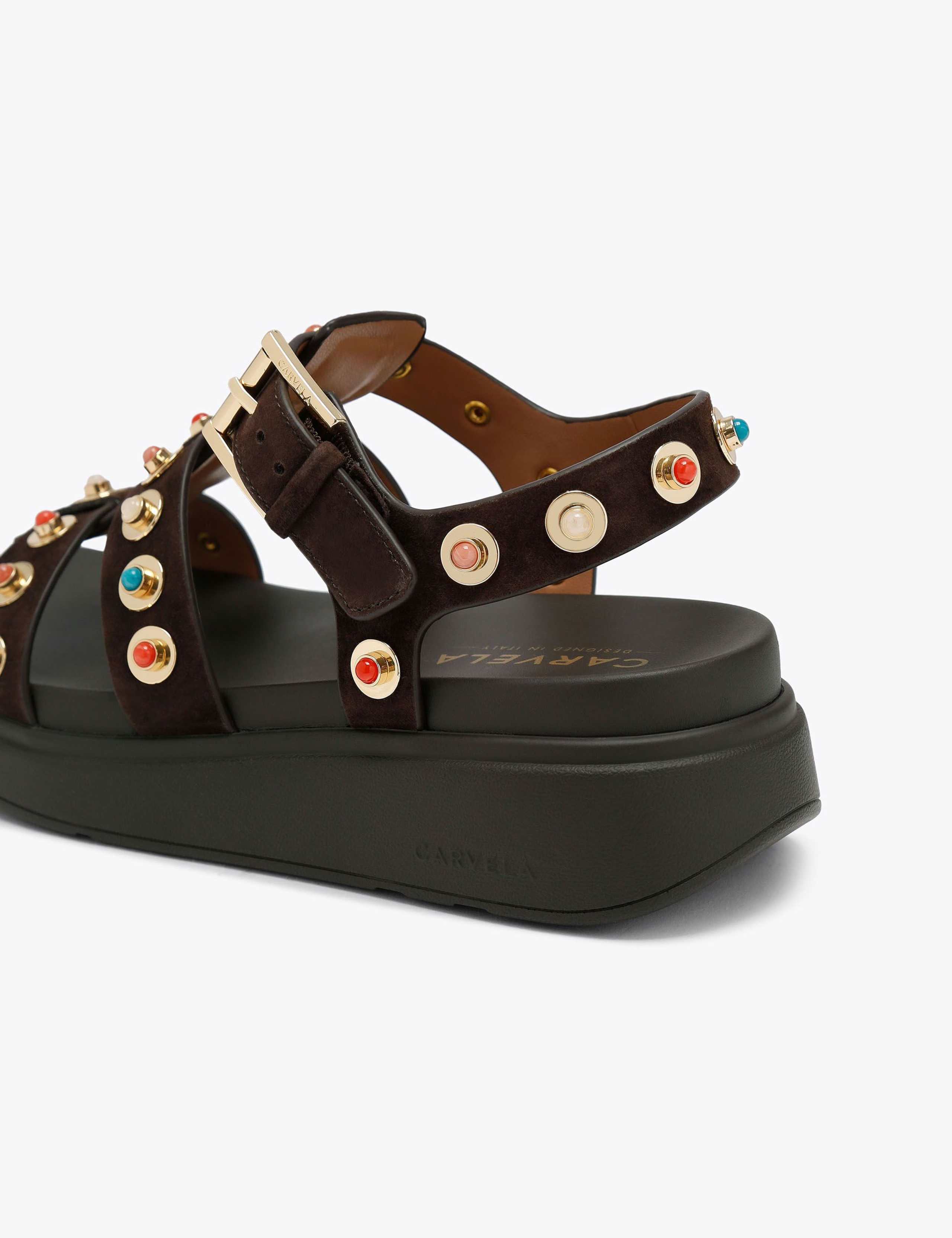 Suede Studded Wedge Sandals 2 of 4