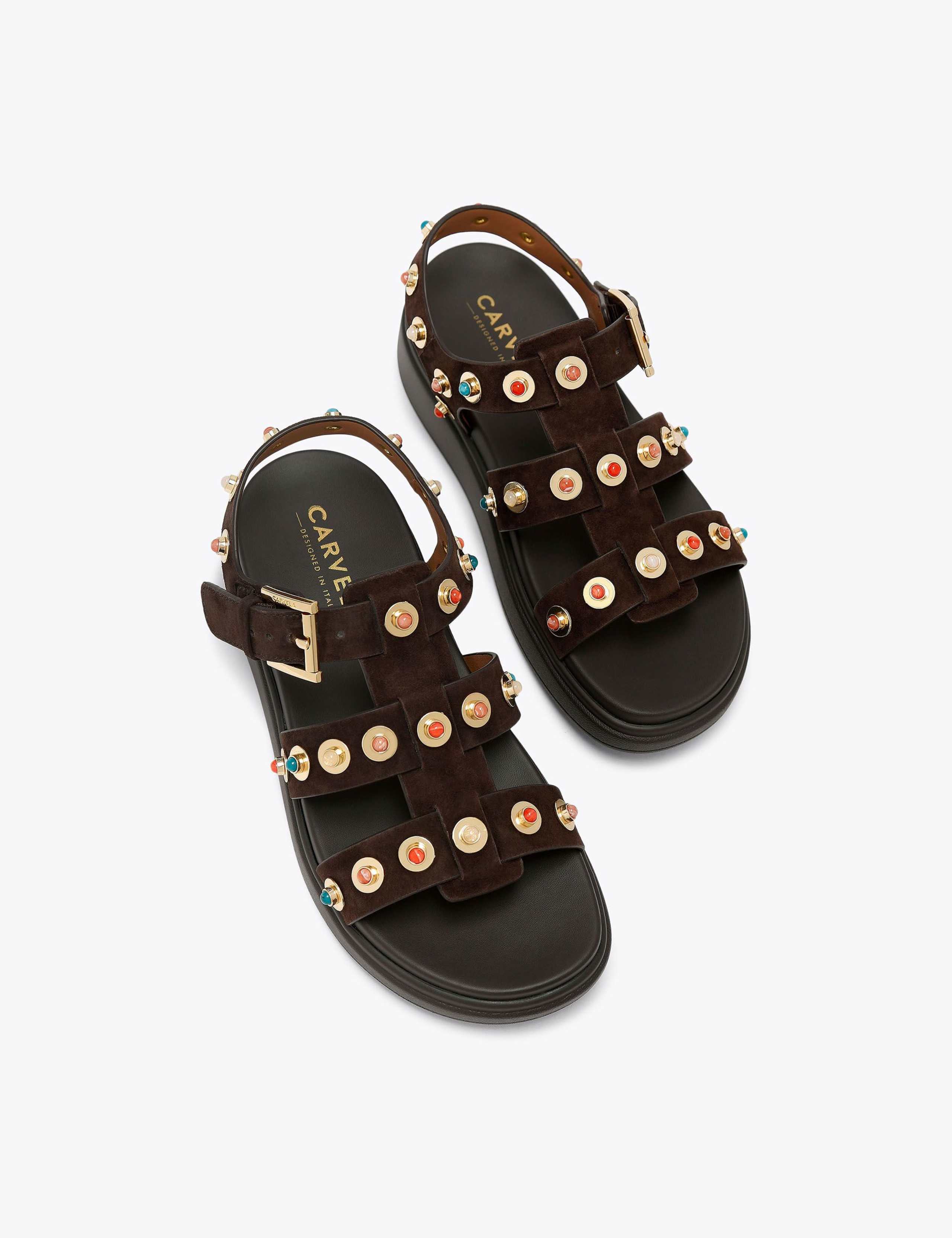 Suede Studded Wedge Sandals 4 of 4