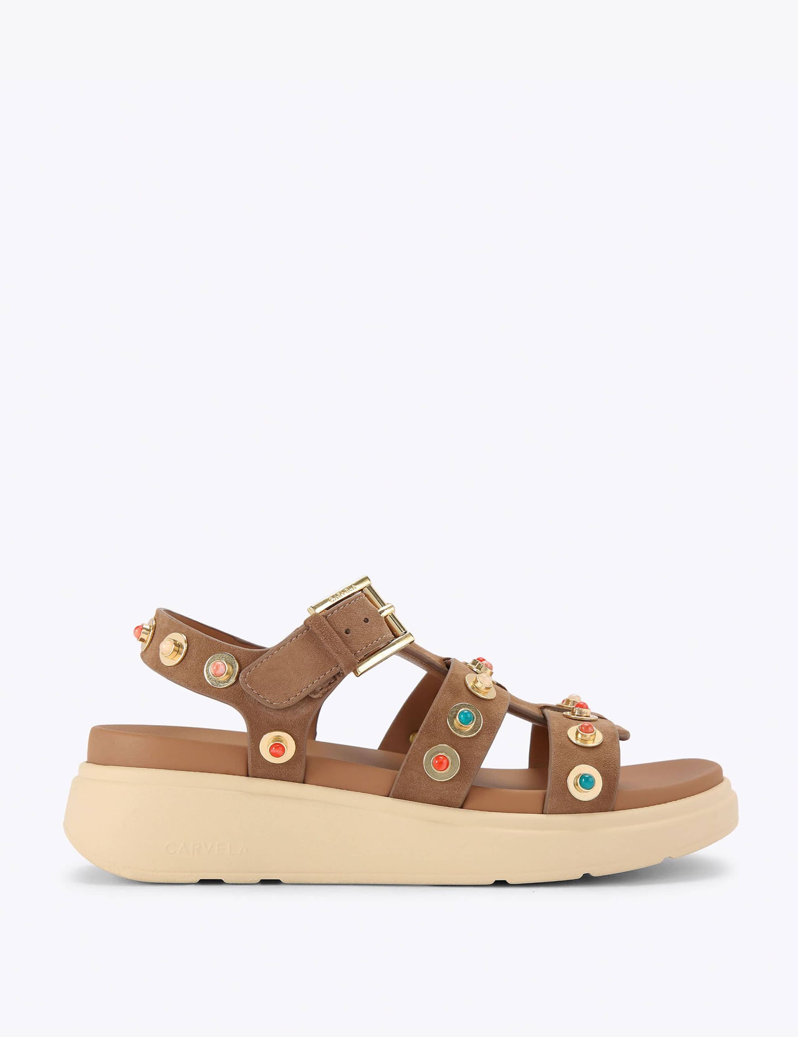 Suede Studded Wedge Sandals 1 of 4